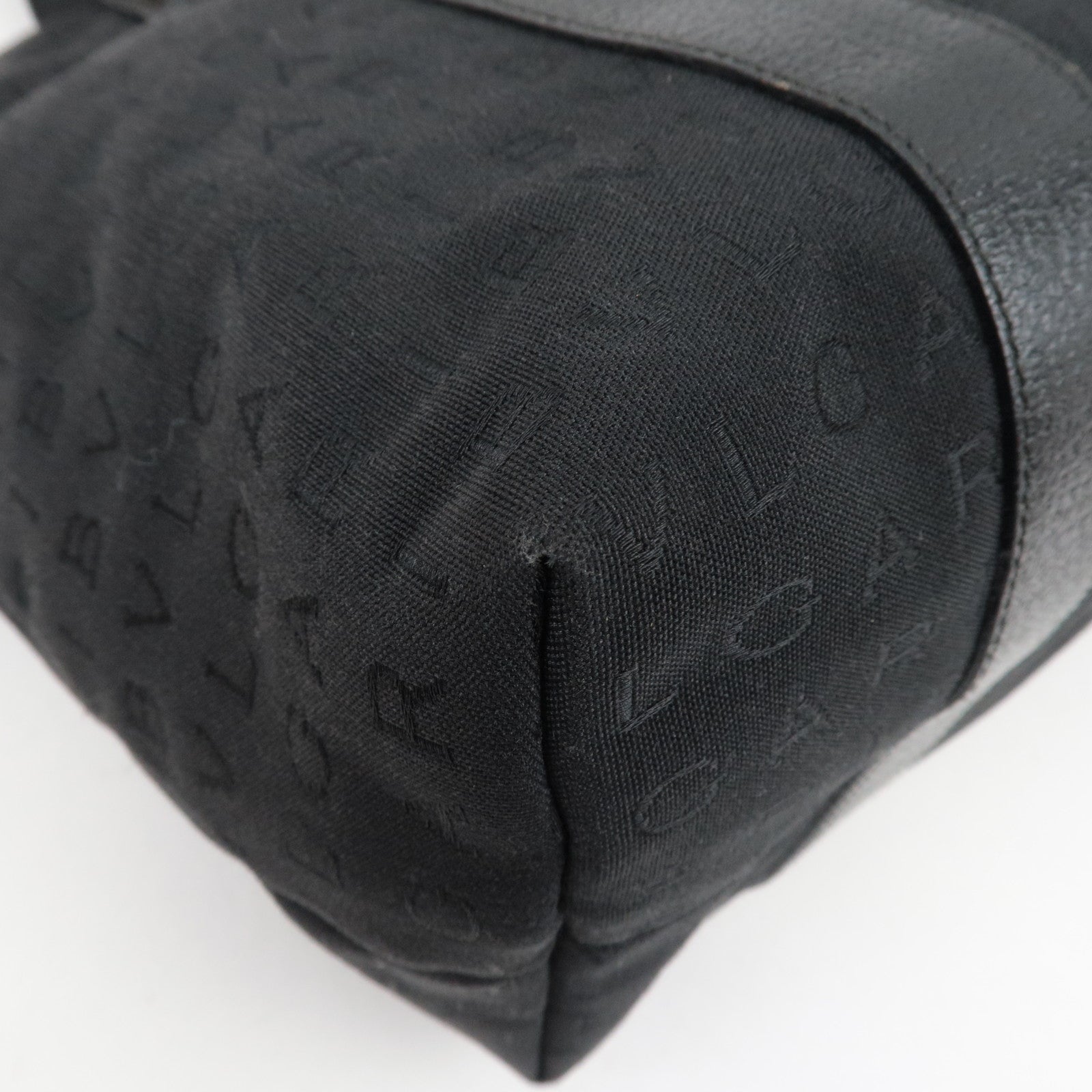 BVLGARI Logomania Tote Bag Canvas Leather Black *Dust bag, Pouch