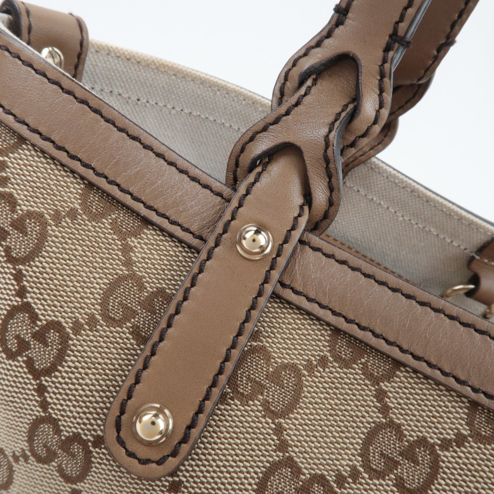 GUCCI Tote Bag GG Canvas Leather Beige Brown 269878 *Dust bag, Pouch