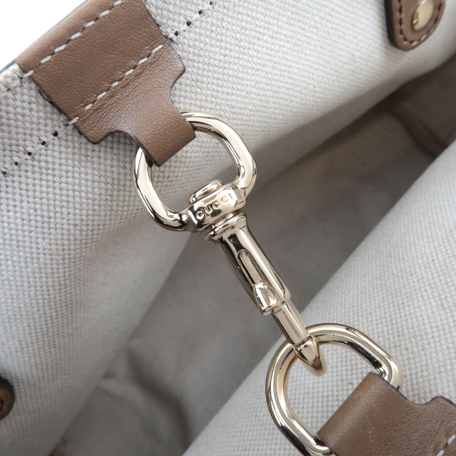 GUCCI Tote Bag GG Canvas Leather Beige Brown 269878 *Dust bag, Pouch