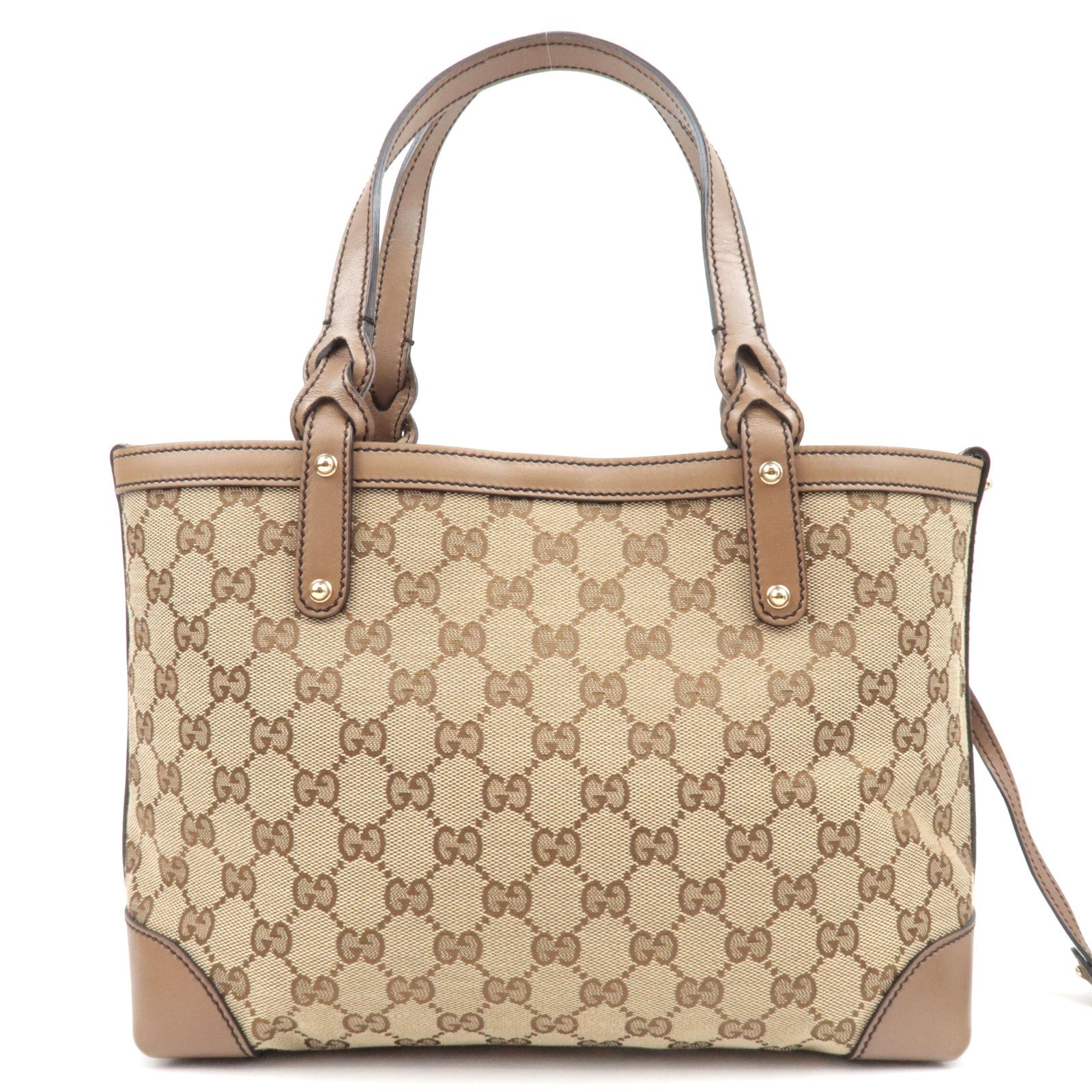 GUCCI Tote Bag GG Canvas Leather Beige Brown 269878 *Dust bag, Pouch