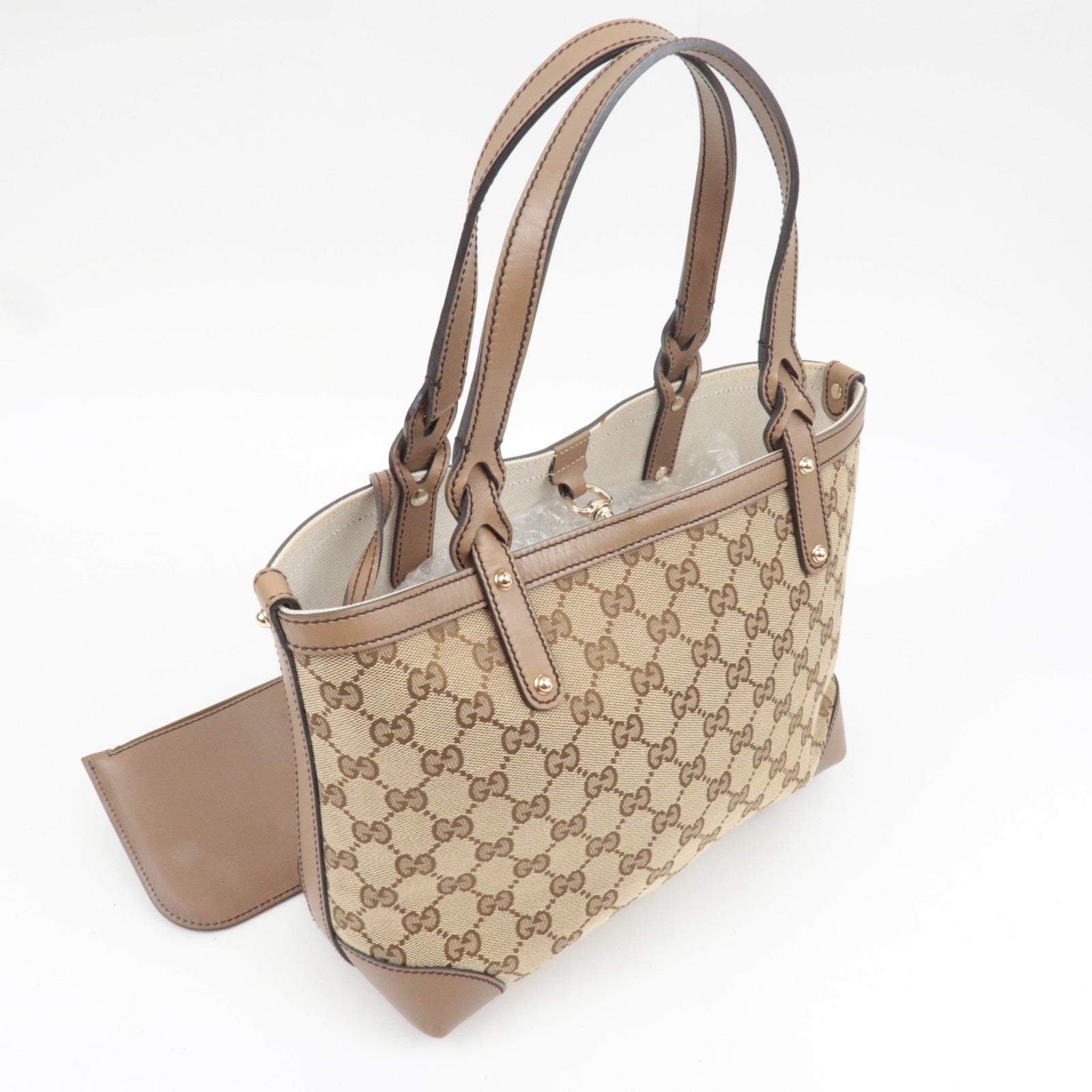 GUCCI Tote Bag GG Canvas Leather Beige Brown 269878 *Dust bag, Pouch