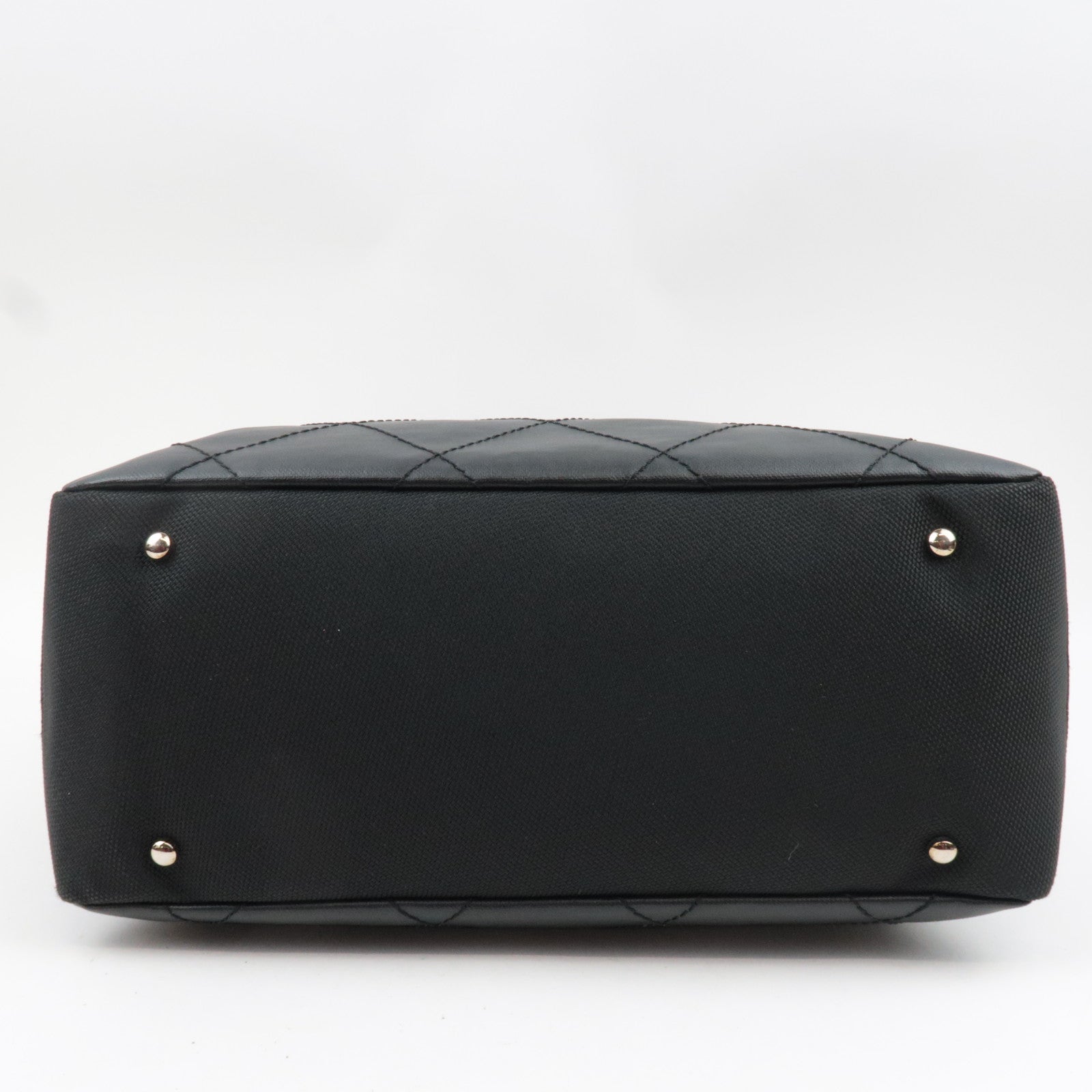 CHANEL Paris Biarritz Tote Bag MM Coated Canvas Leather Black Silver HDW 12195960