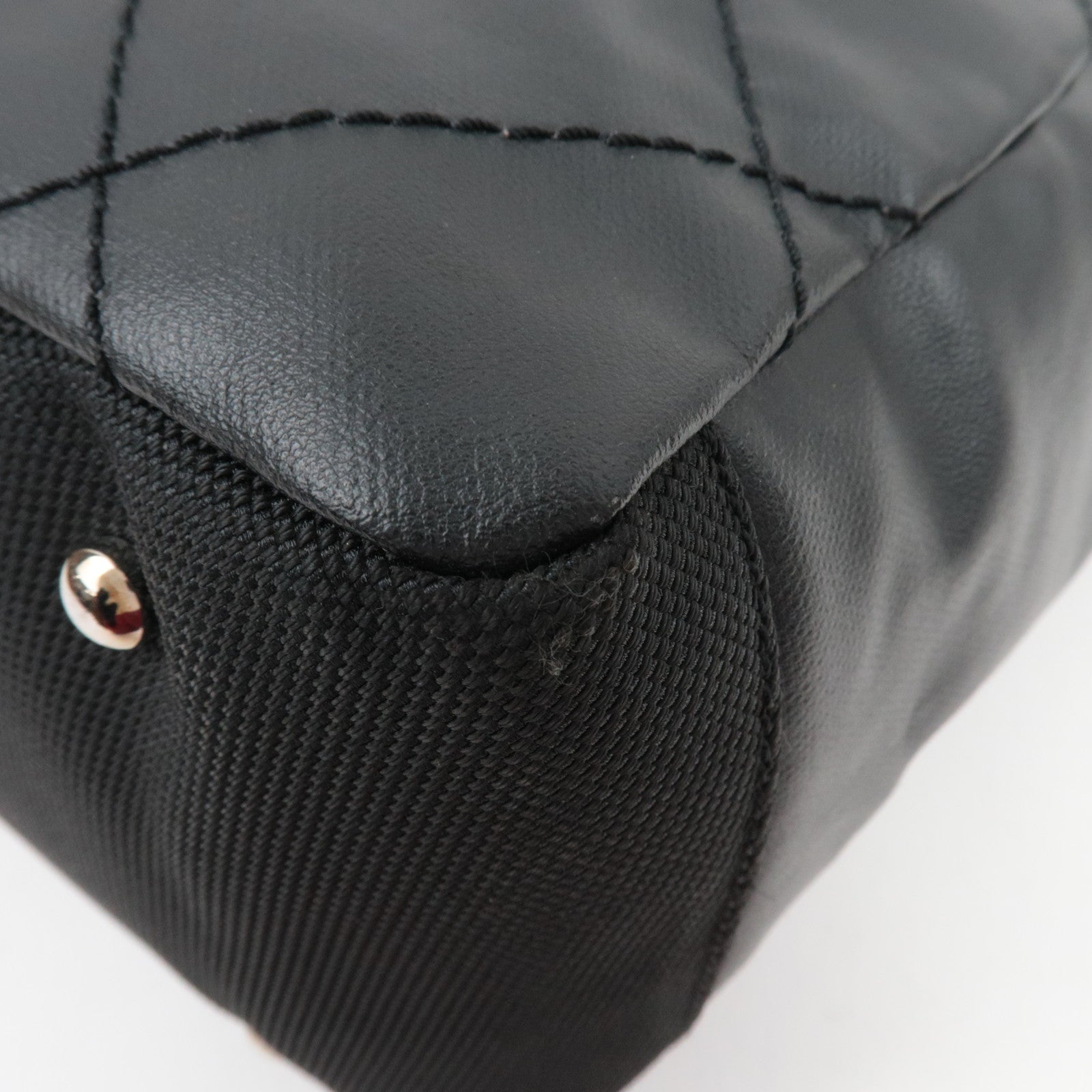 CHANEL Paris Biarritz Tote Bag MM Coated Canvas Leather Black Silver HDW 12195960