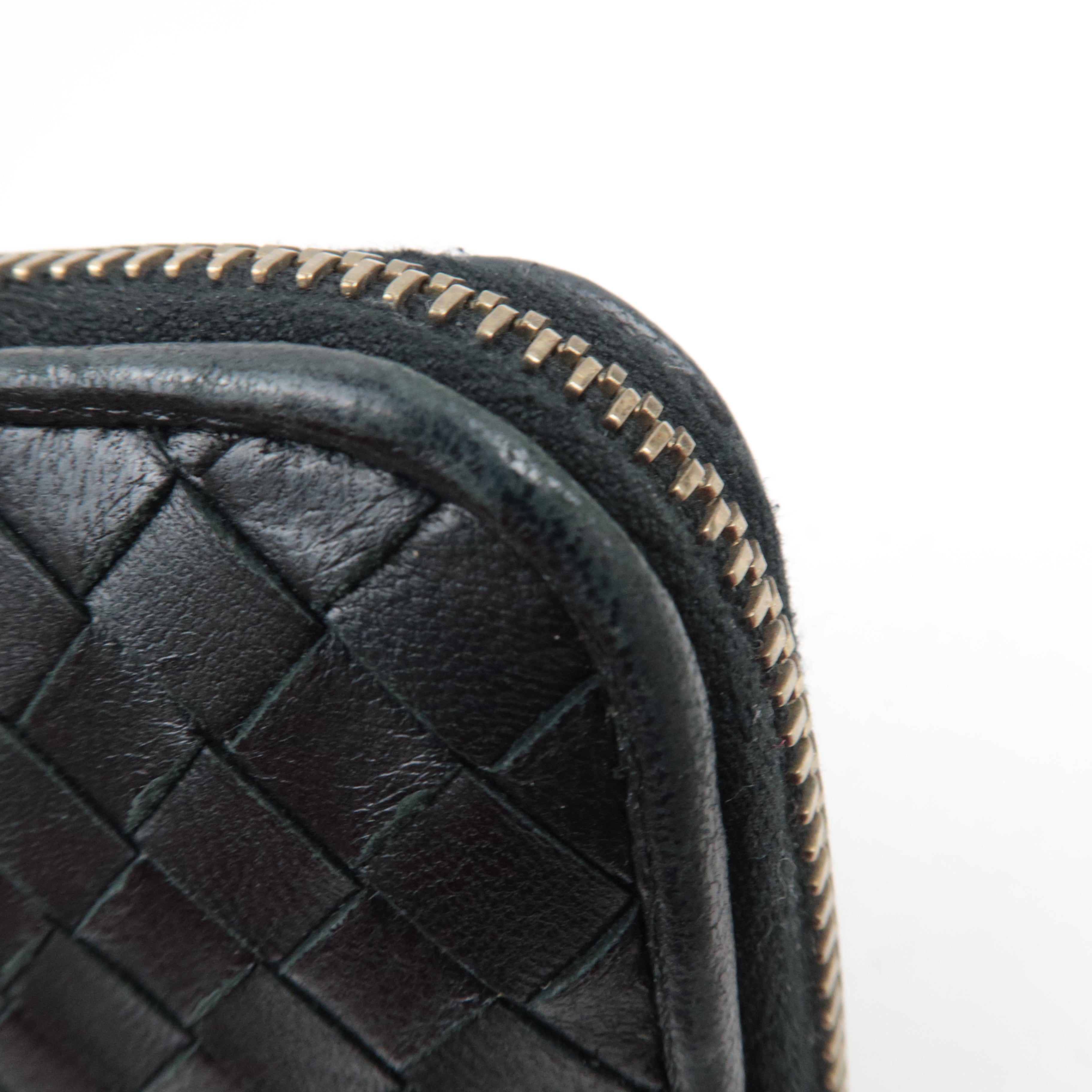 BOTTEGA VENETA Intrecciato Leather Round Zipper Long Wallet Black 114076 *Box