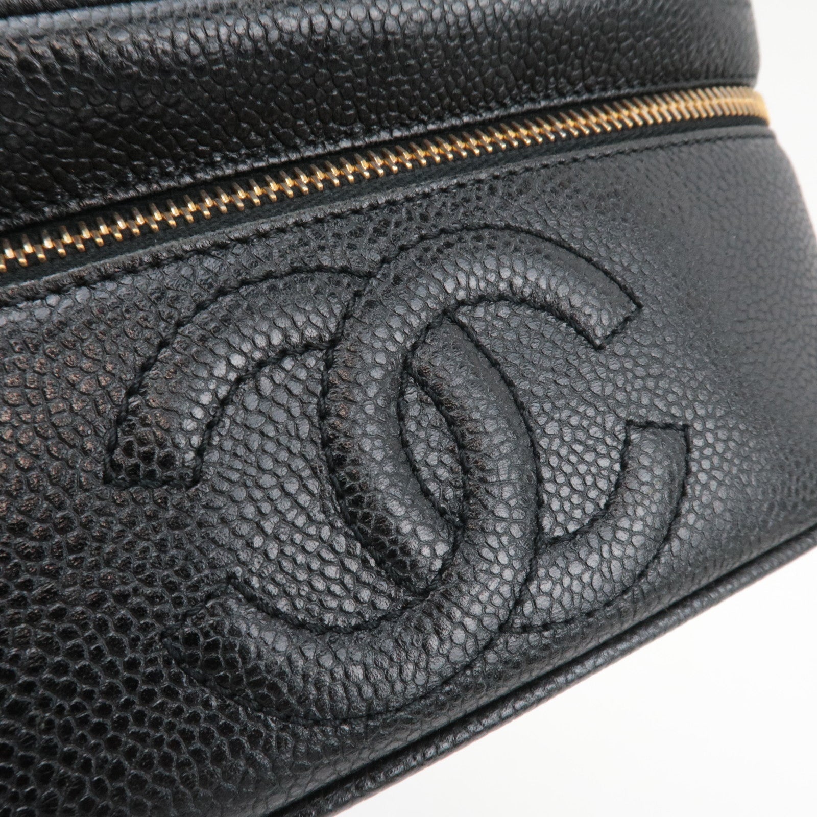 CHANEL Cocomark Vanity Bag Caviarskin Black Gold HDW A01997 3325954 *G card