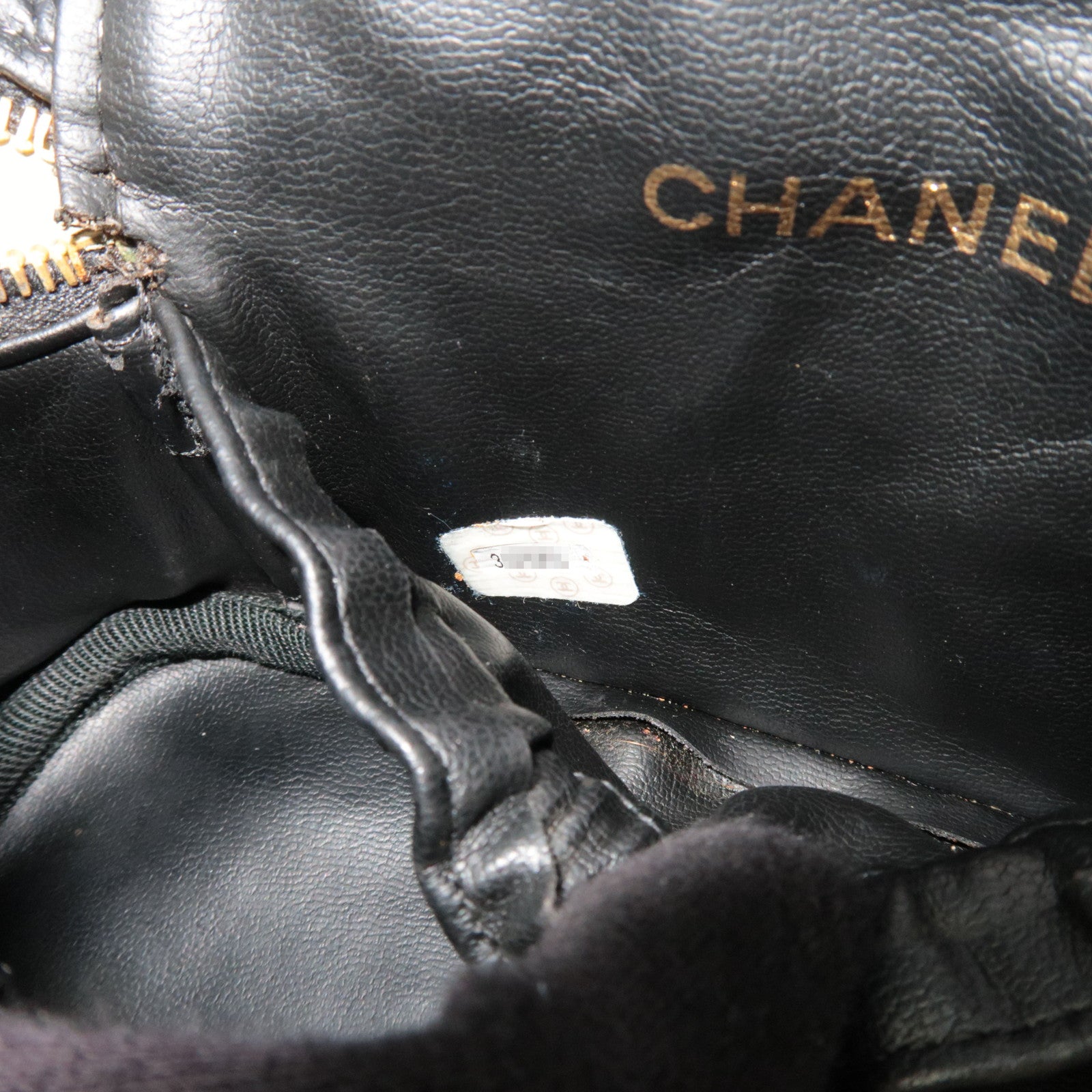 CHANEL Cocomark Vanity Bag Caviarskin Black Gold HDW A01997 3325954 *G card