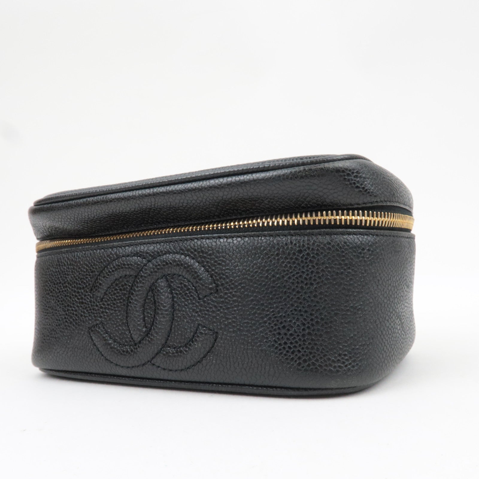 CHANEL Cocomark Vanity Bag Caviarskin Black Gold HDW A01997 3325954 *G card