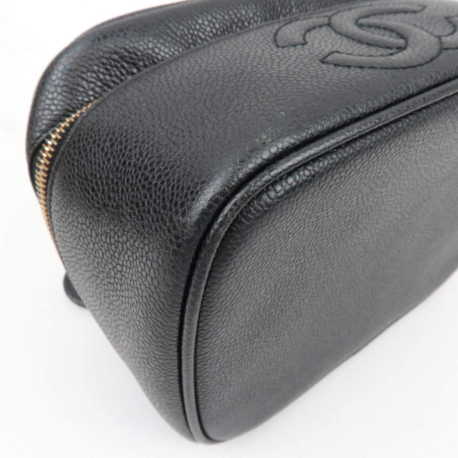 CHANEL Cocomark Vanity Bag Caviarskin Black Gold HDW A01997 3325954 *G card