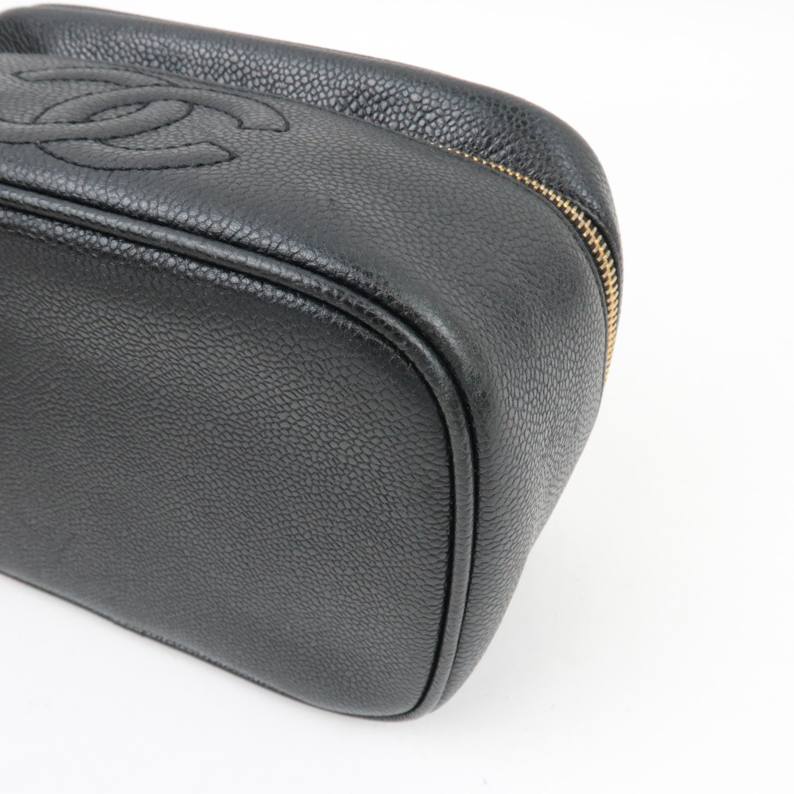 CHANEL Cocomark Vanity Bag Caviarskin Black Gold HDW A01997 3325954 *G card