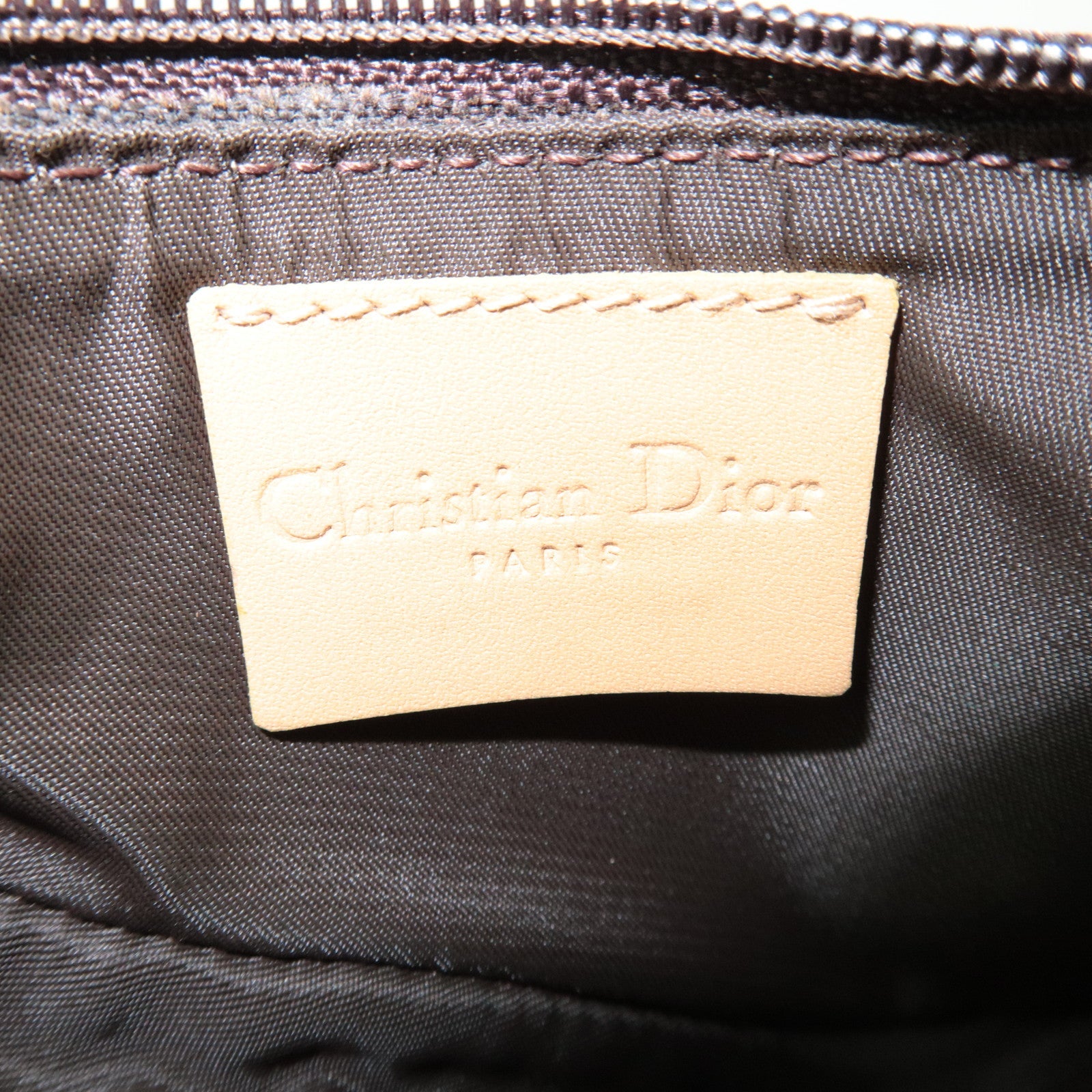 Christian Dior Trotter Saddle Coin Case Canvas Leather Brown