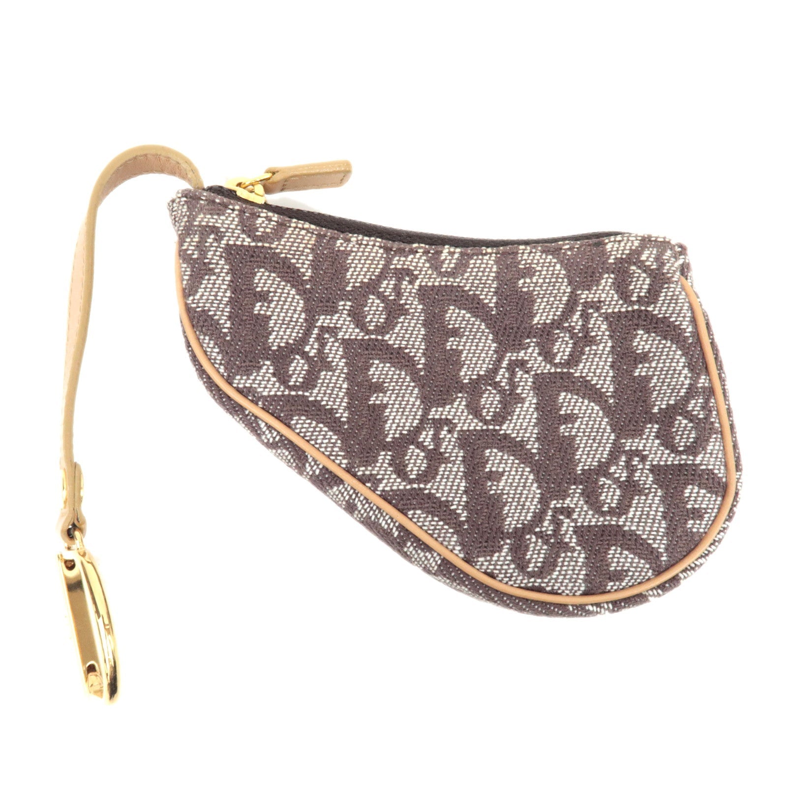 Christian Dior Trotter Saddle Coin Case Canvas Leather Brown 83637