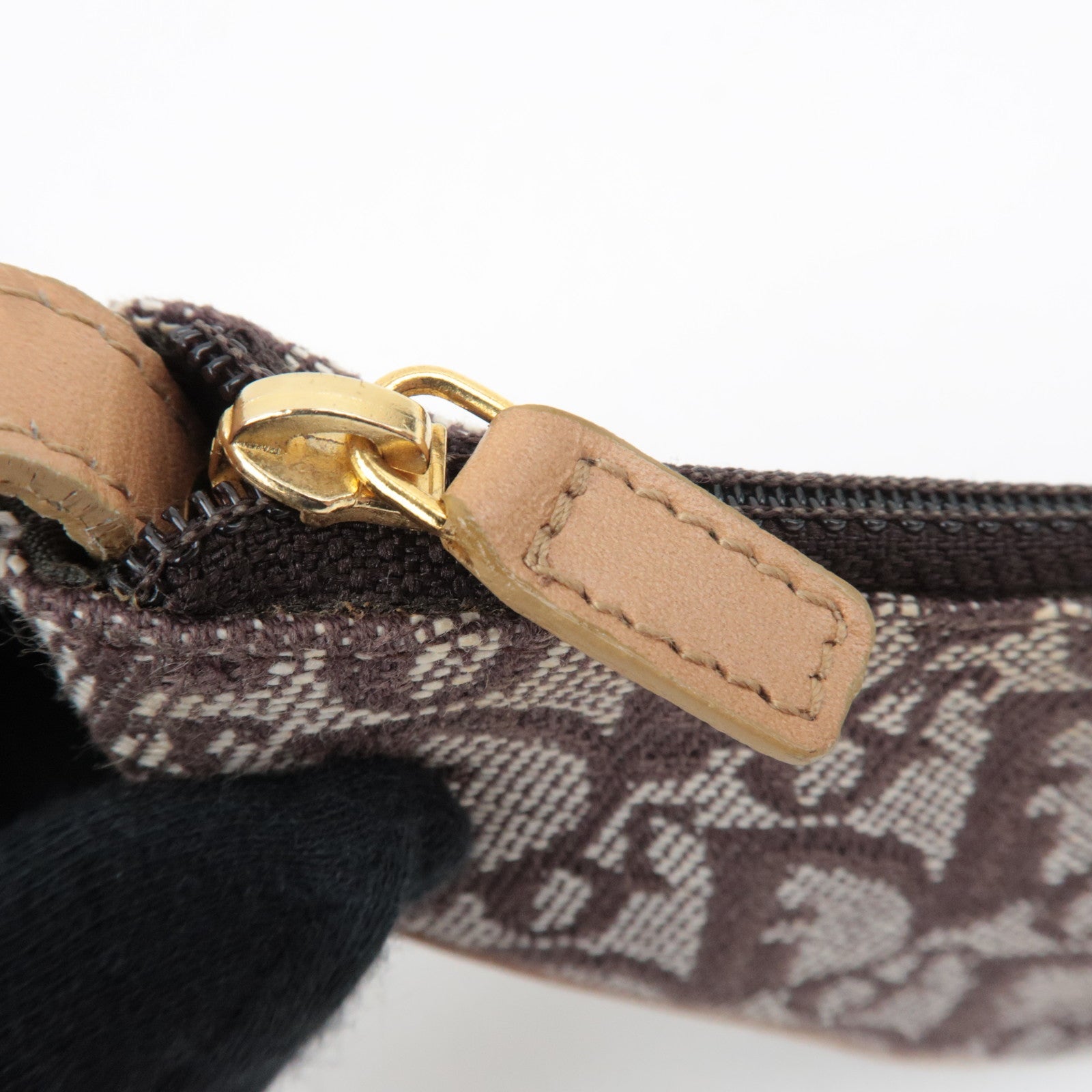 Christian Dior Trotter Saddle Coin Case Canvas Leather Brown