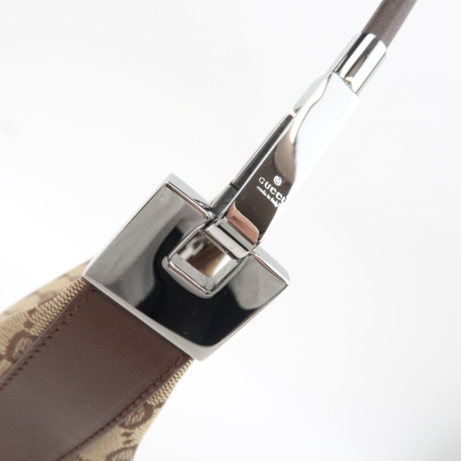 GUCCI Shoulder Bag GG Canvas Leather Beige Brown 01234