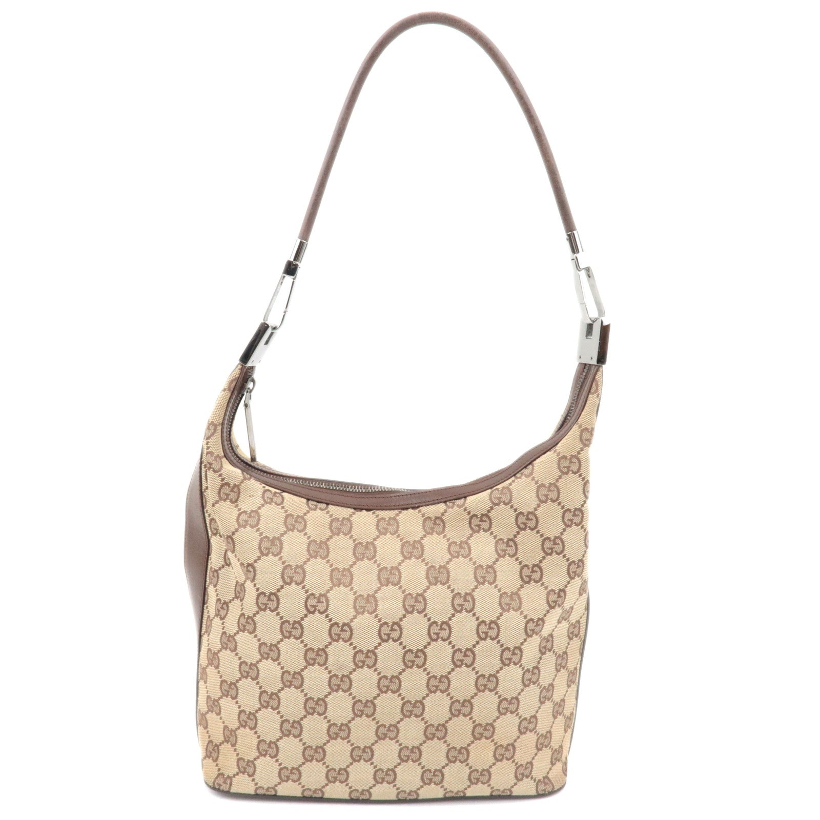 GUCCI Shoulder Bag GG Canvas Leather Beige Brown 0123483645