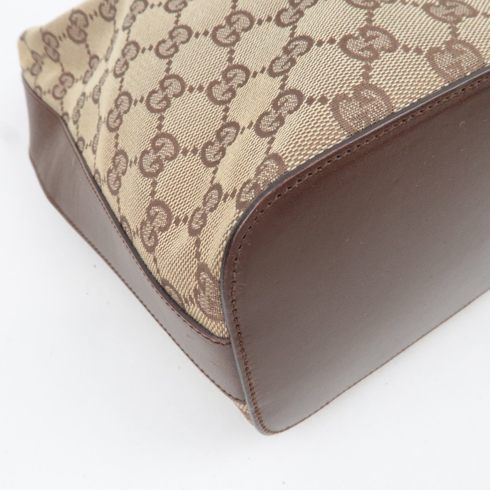 GUCCI Shoulder Bag GG Canvas Leather Beige Brown 01234