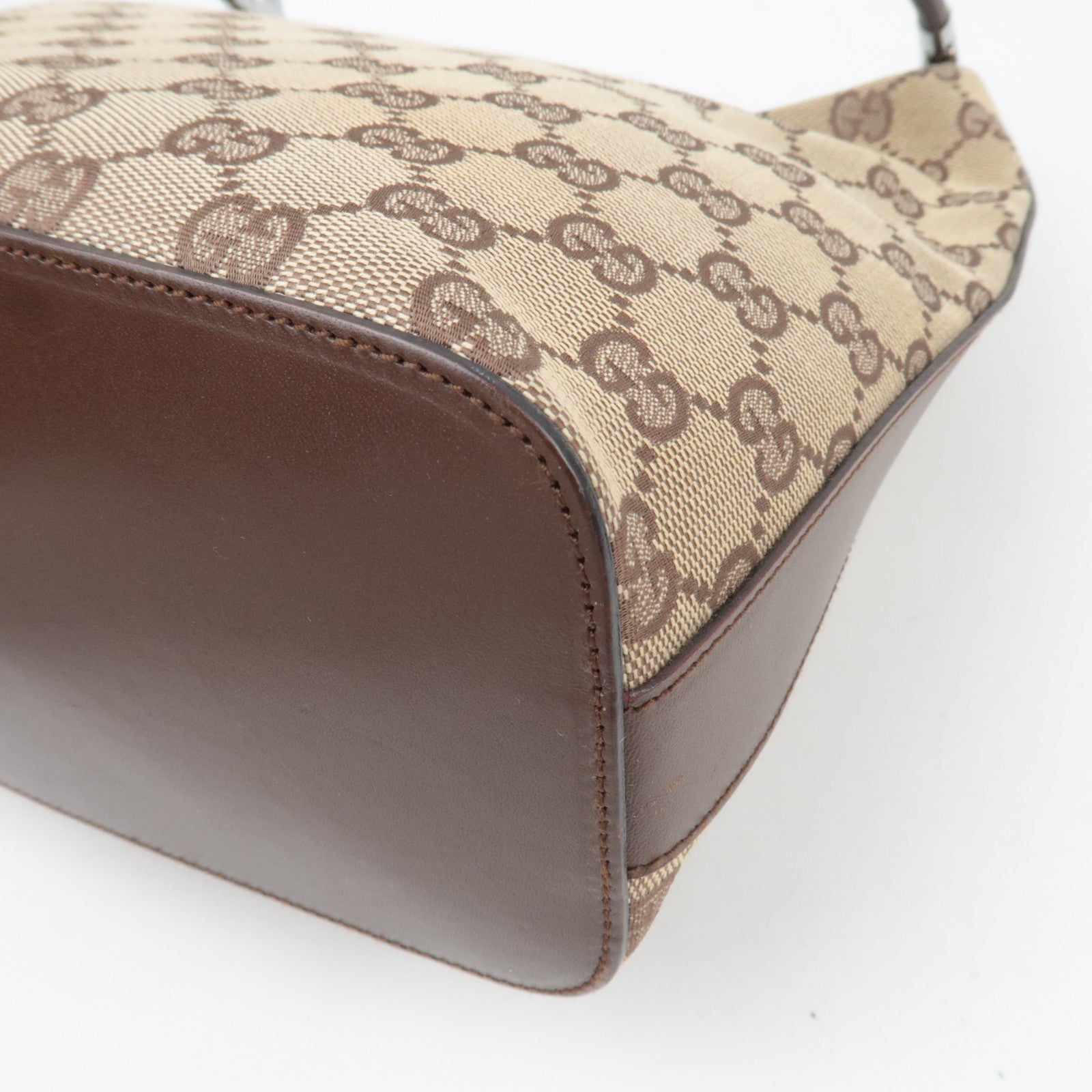 GUCCI Shoulder Bag GG Canvas Leather Beige Brown 01234