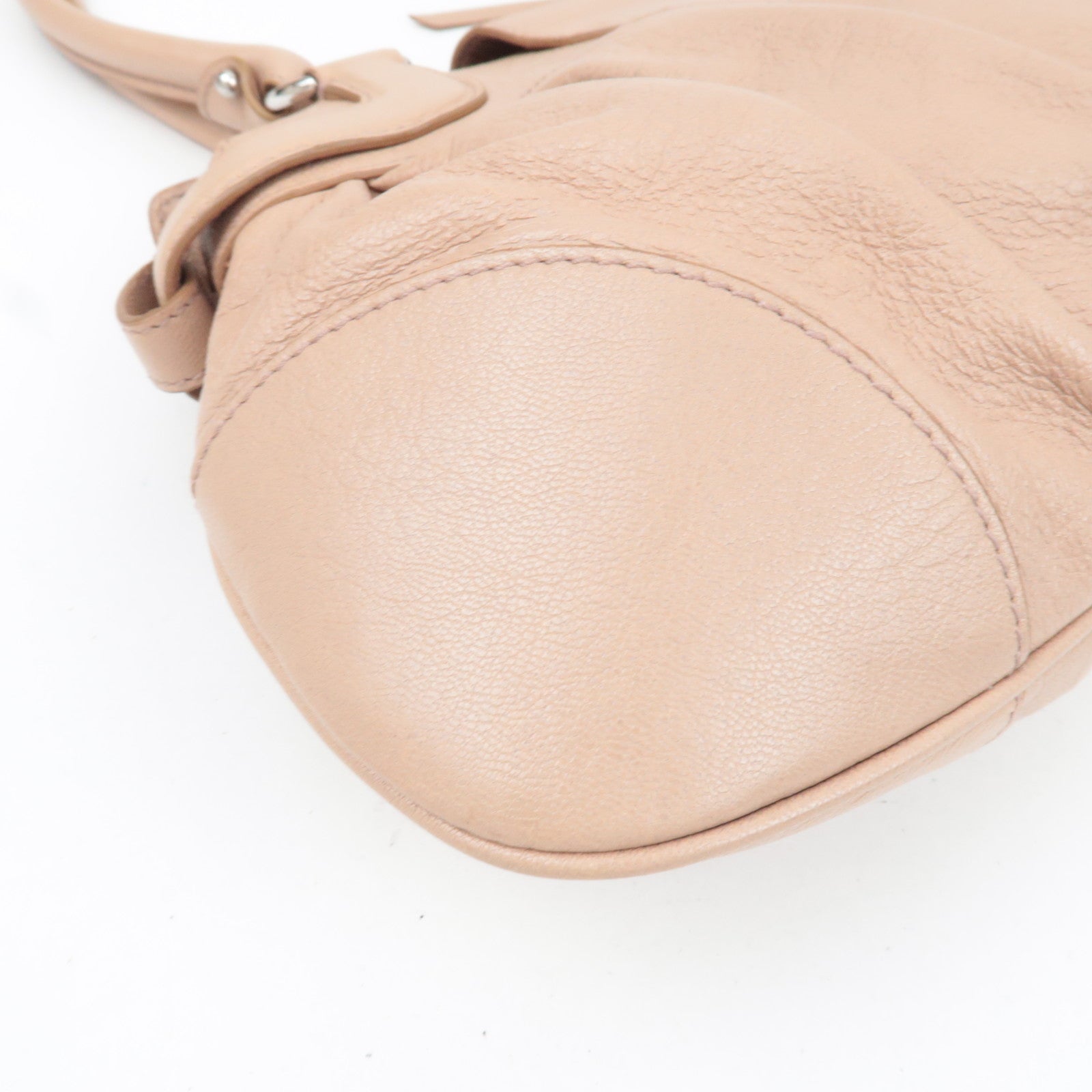 Ferragamo Gancini Shoulder Bag Leather Pink Beige