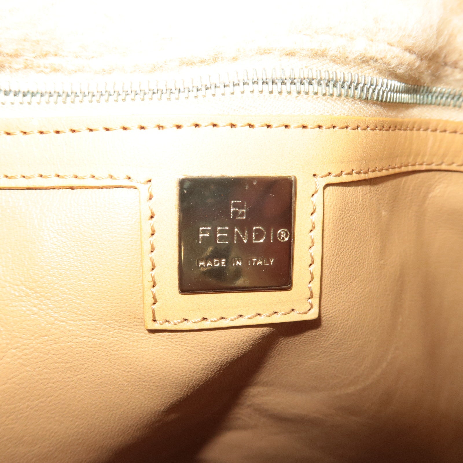 FENDI Zucca Wool Leather Tote Bag Beige *Dust bag