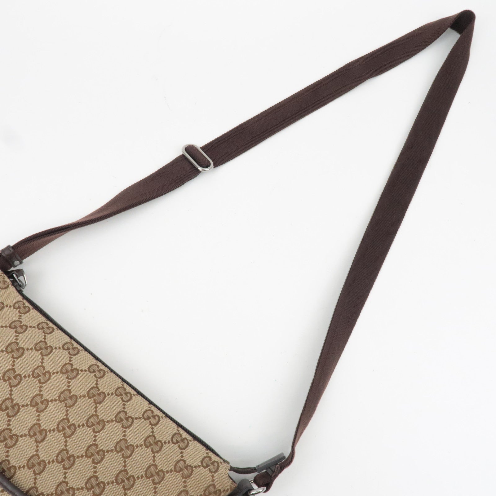 GUCCI Shoulder Bag GG Canvas Leather Beige Brown 145857 *Dust bag