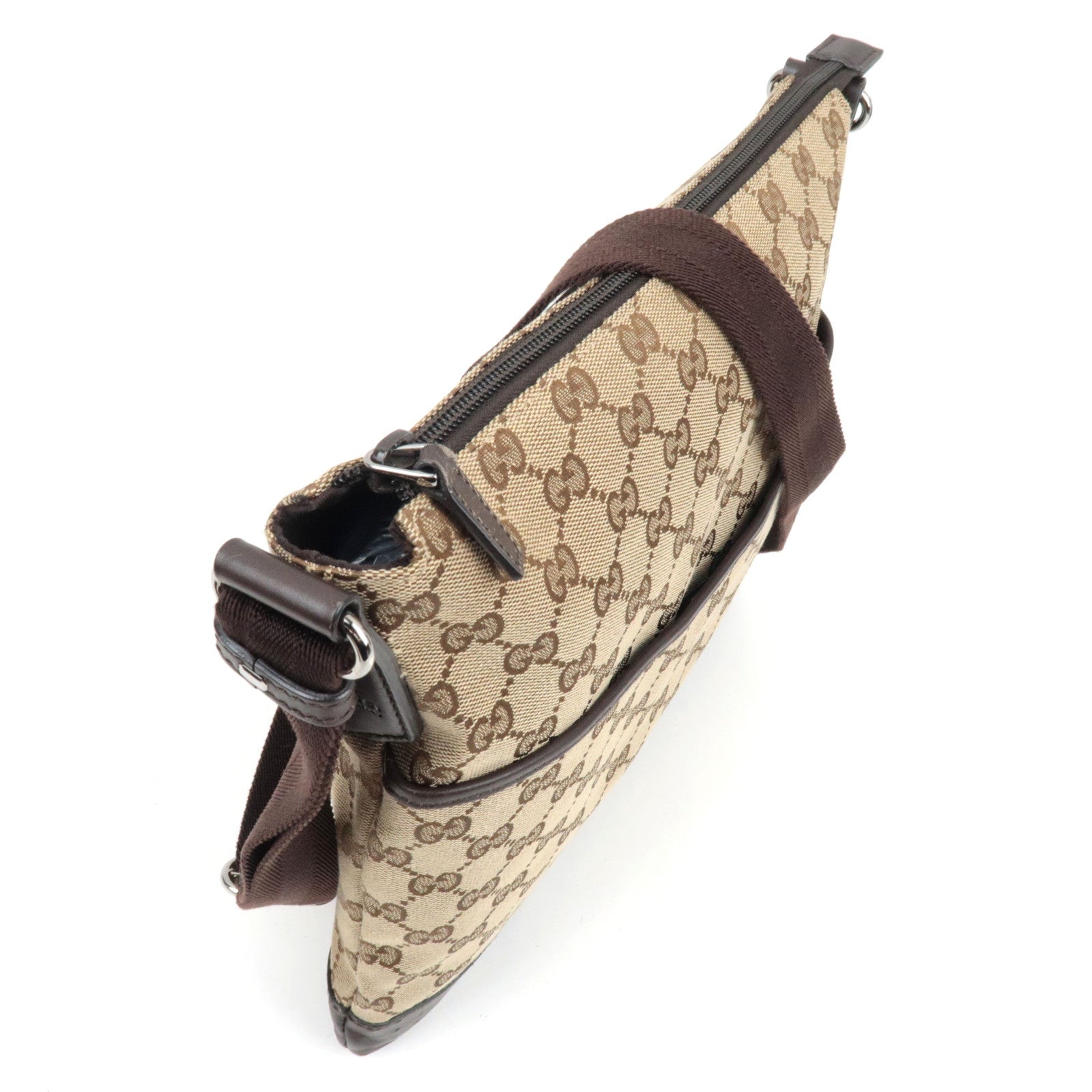 GUCCI Shoulder Bag GG Canvas Leather Beige Brown 145857 *Dust bag