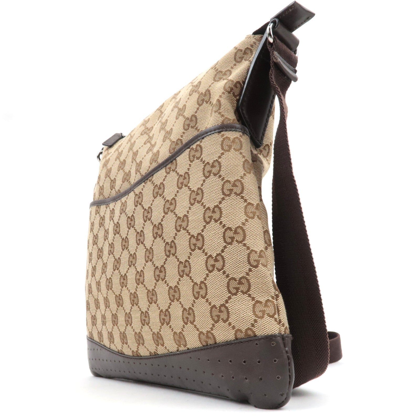 GUCCI Shoulder Bag GG Canvas Leather Beige Brown 145857 *Dust bag