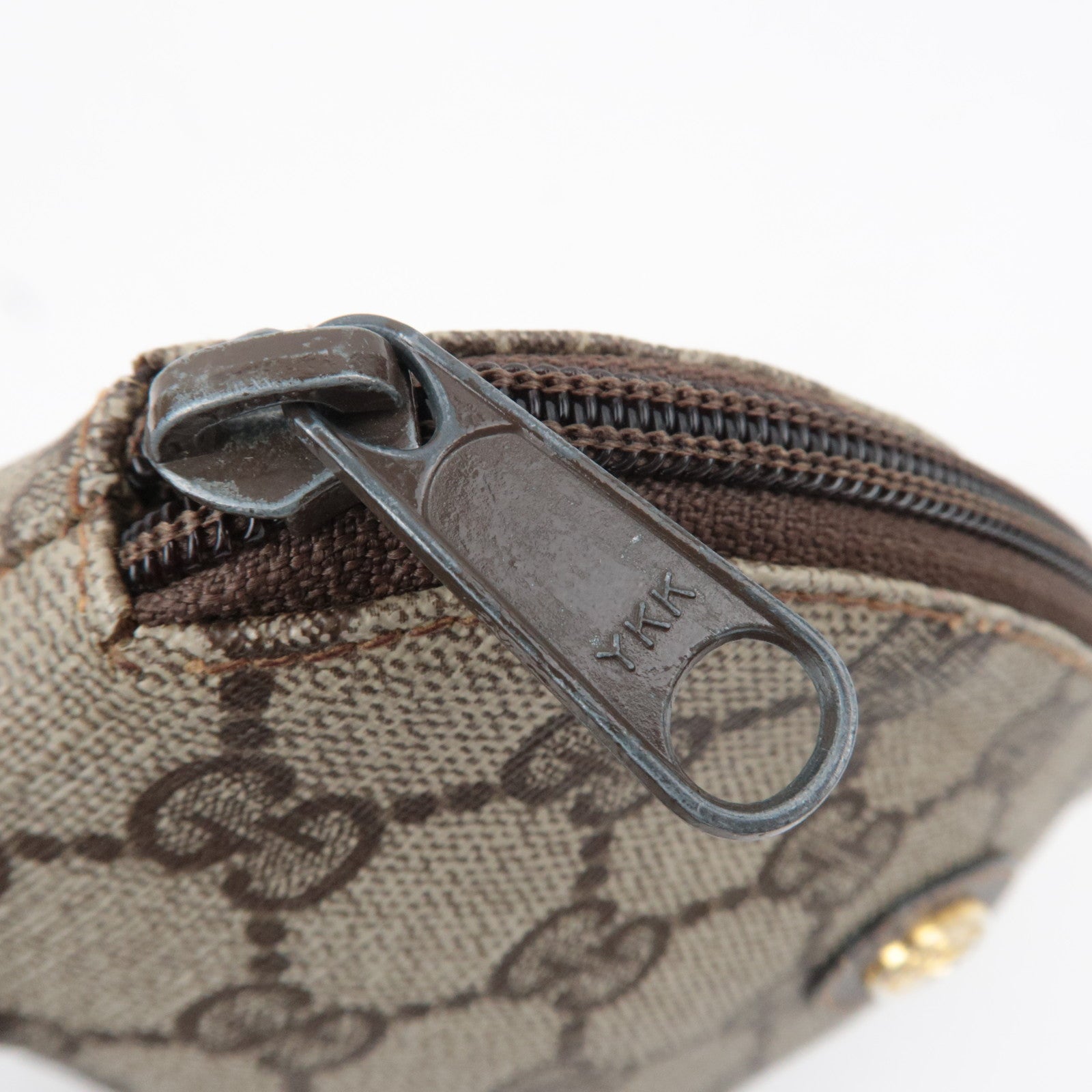 GUCCI Small Pouch GG Plus Leather Beige Brown 89.01.017