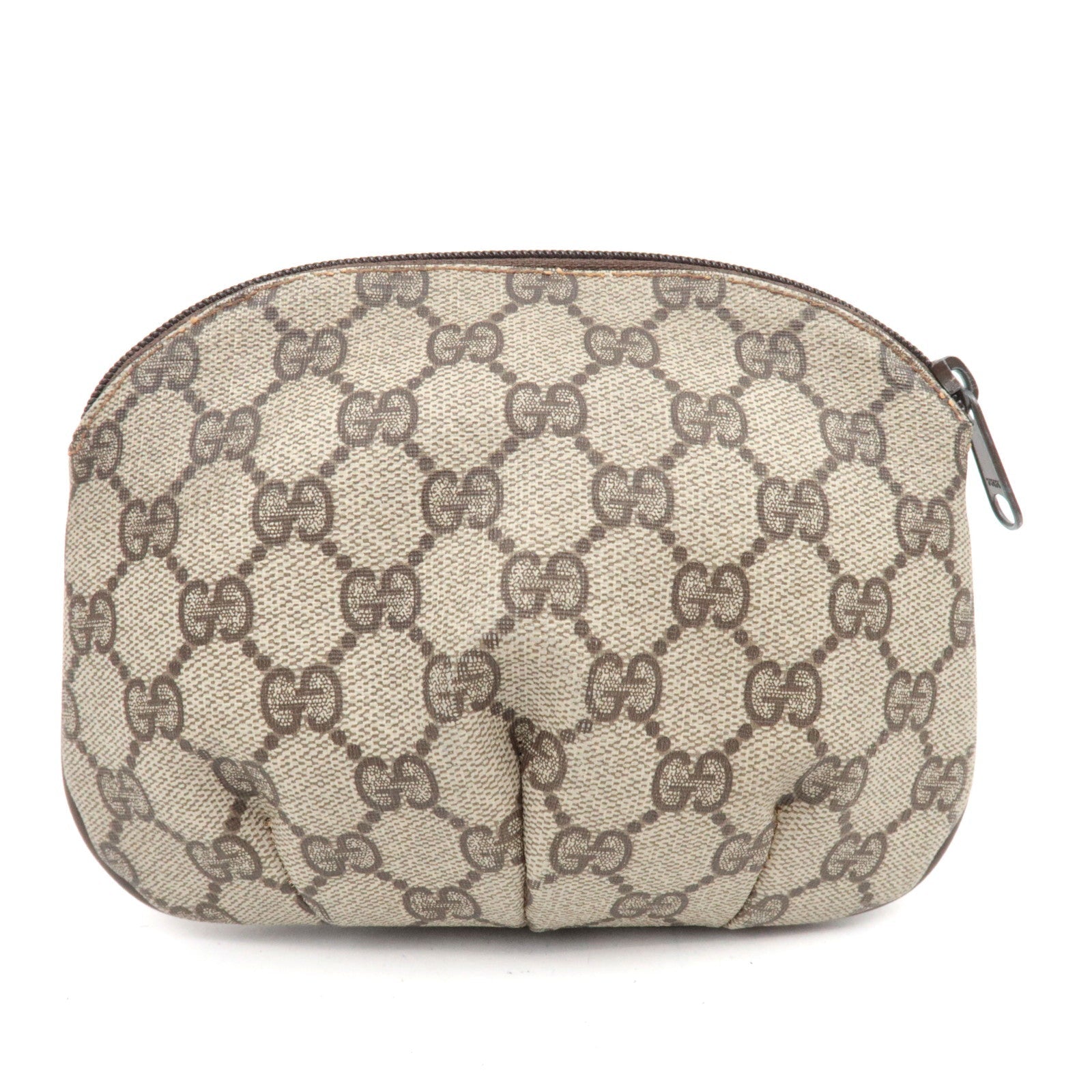 GUCCI Small Pouch GG Plus Leather Beige Brown 89.01.017
