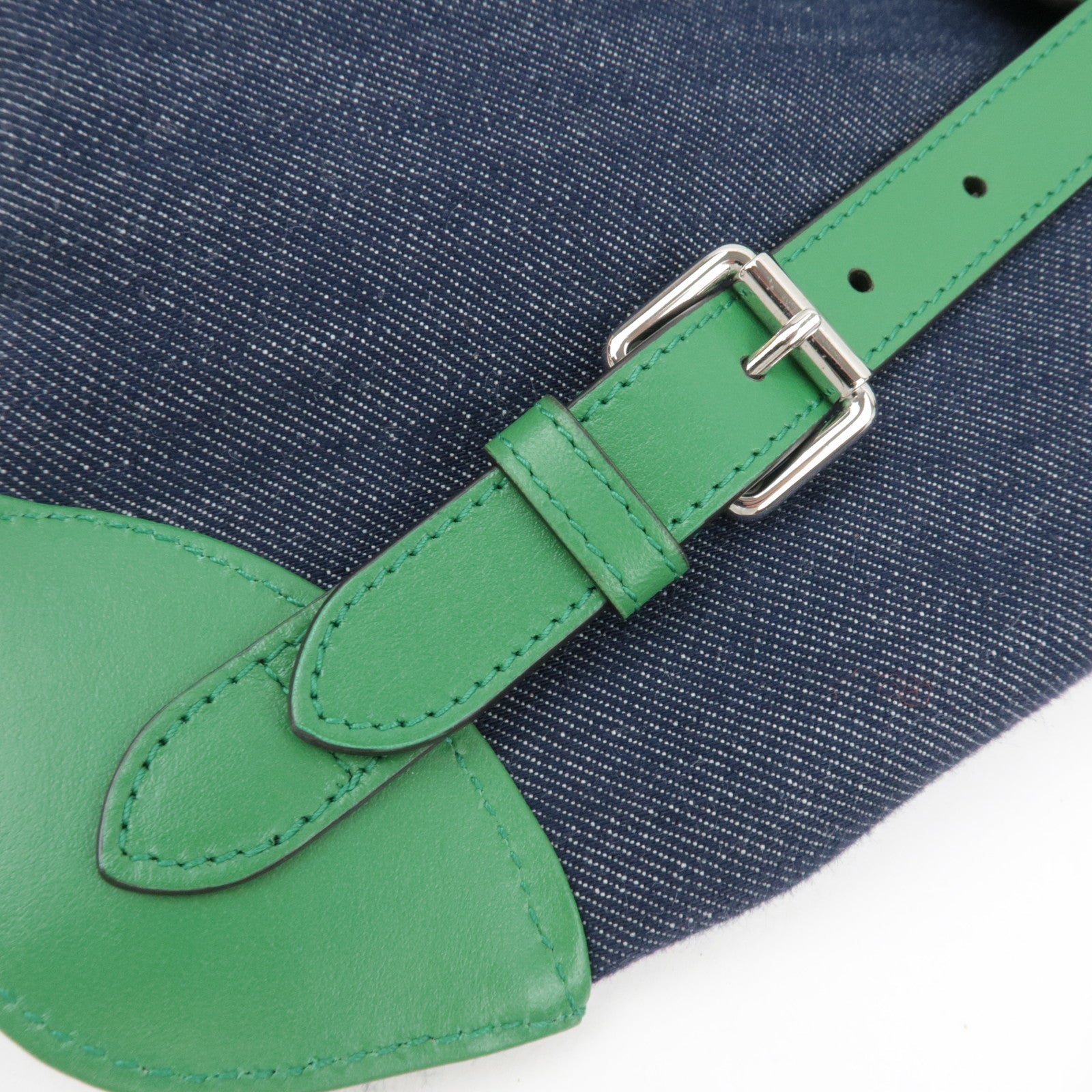 GUCCI Children's Backpack Denim Leather Navy Green Yellow 705169 *Dust bag