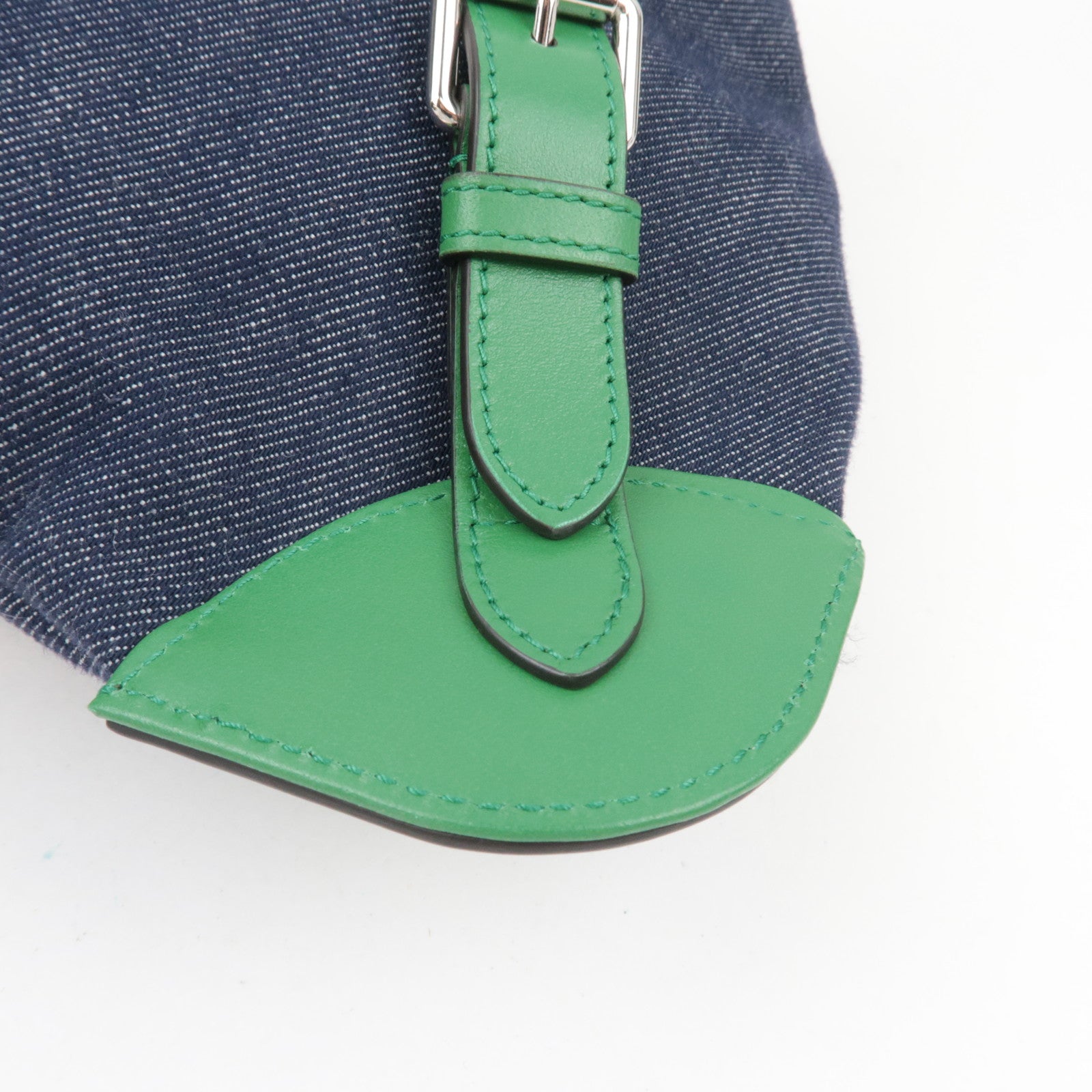 GUCCI Children's Backpack Denim Leather Navy Green Yellow 705169 *Dust bag