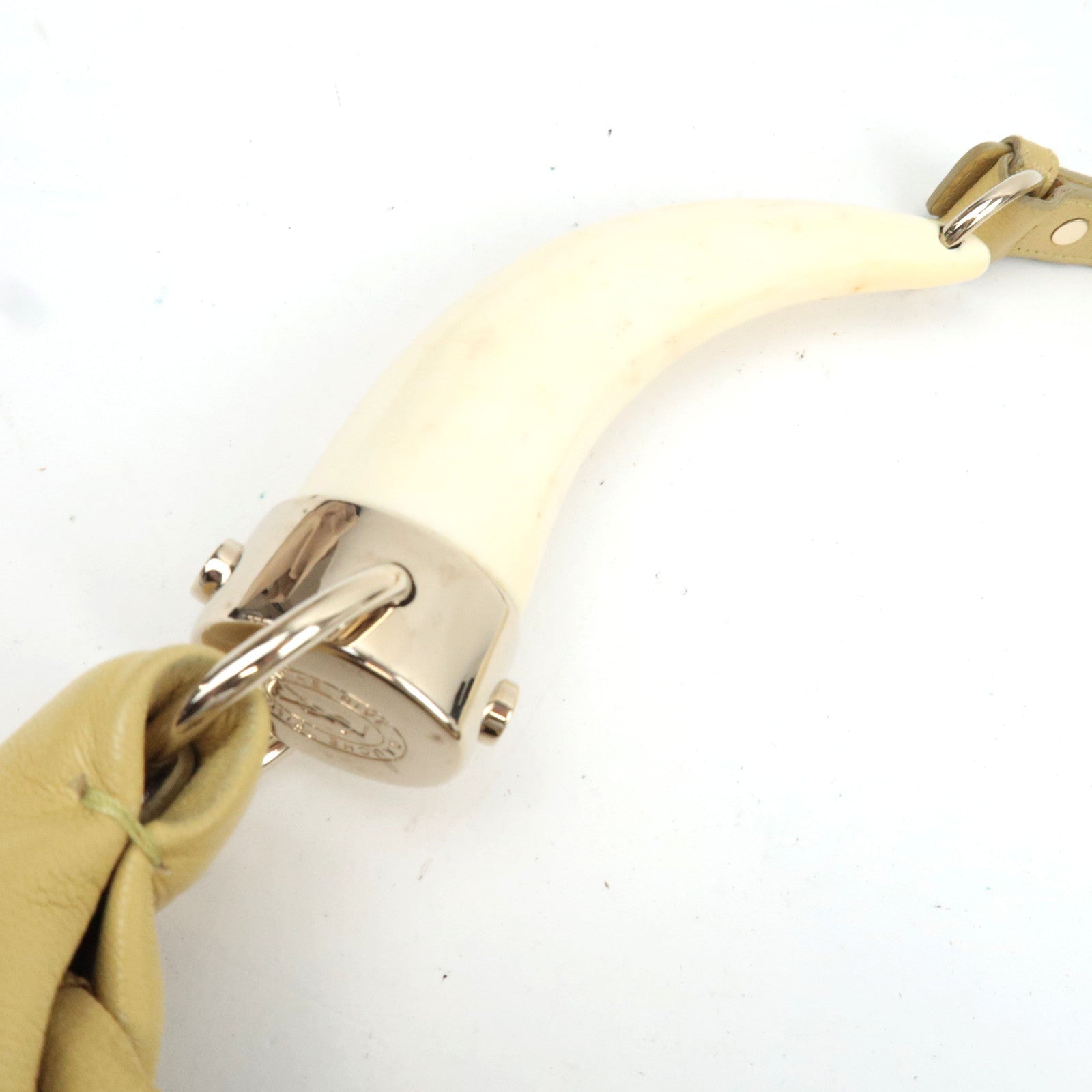 SAINT LAURENT YSL Saint Tropez Ruffle Leather Shoulder Bag Yellow 129132 *Dust bag