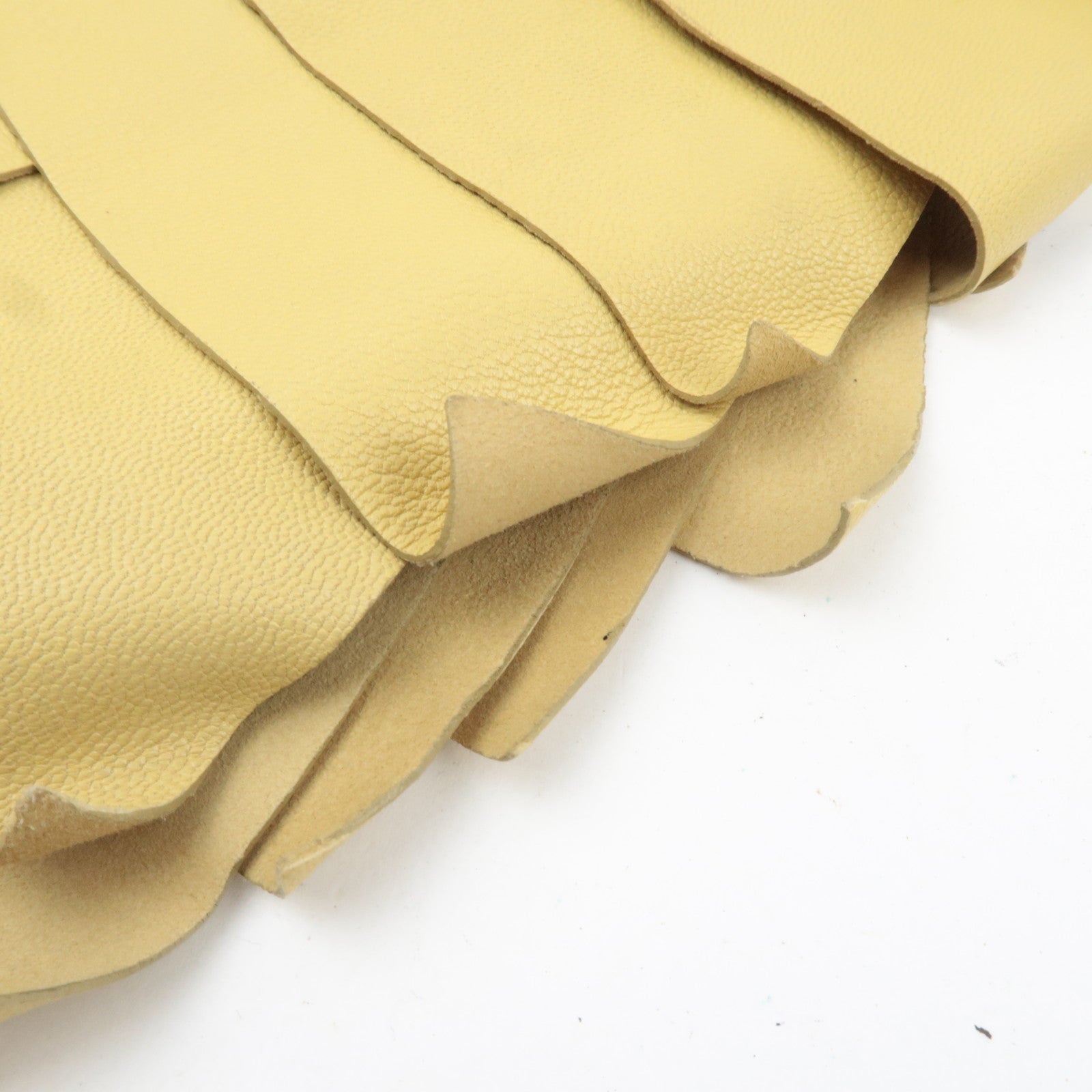 SAINT LAURENT YSL Saint Tropez Ruffle Leather Shoulder Bag Yellow 129132 *Dust bag