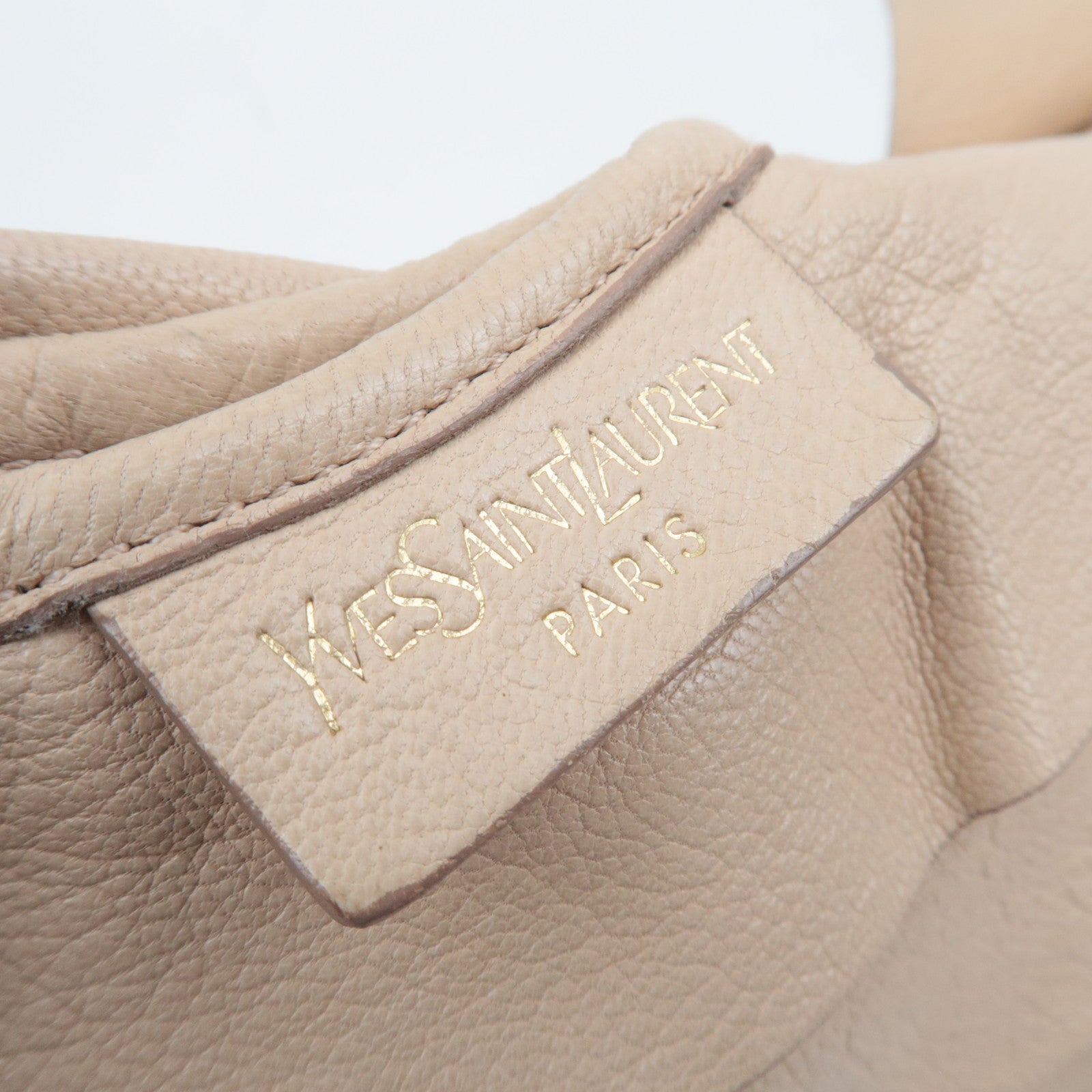 SAINT LAURENT YSL Saint Tropez Leather Shoulder Bag Beige 129132