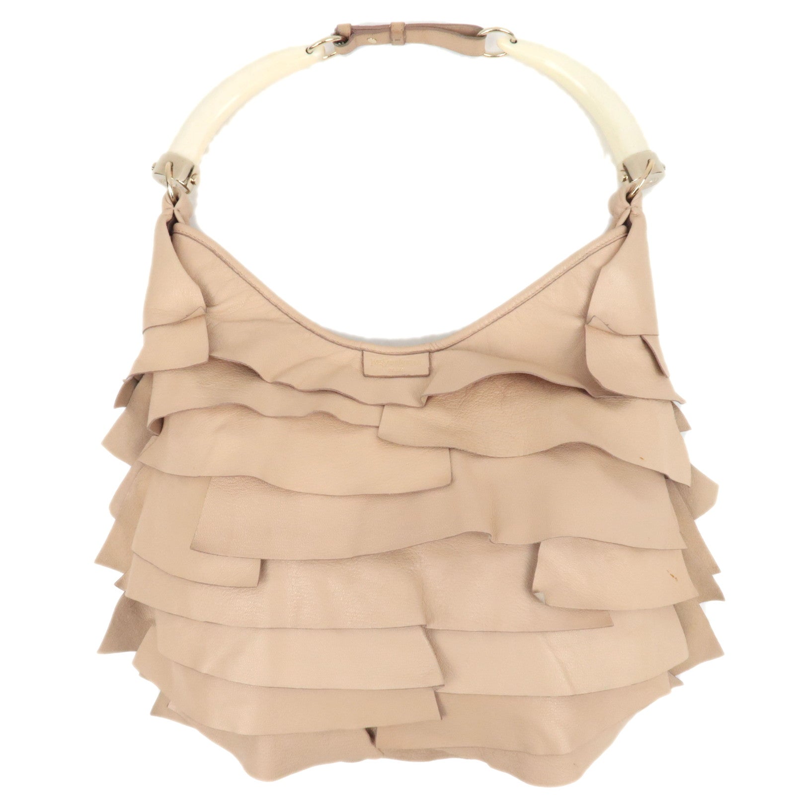 SAINT LAURENT YSL Saint Tropez Leather Shoulder Bag Beige 129132 83679