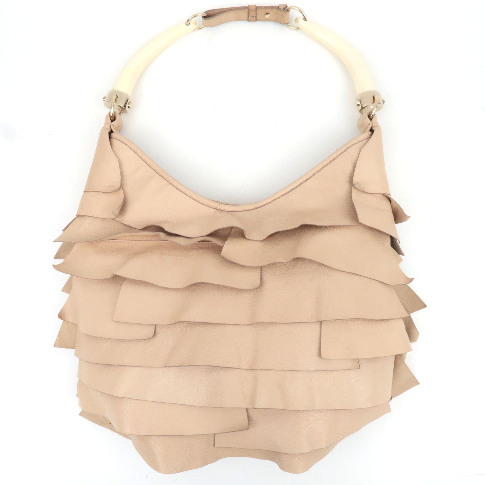 SAINT LAURENT YSL Saint Tropez Leather Shoulder Bag Beige 129132