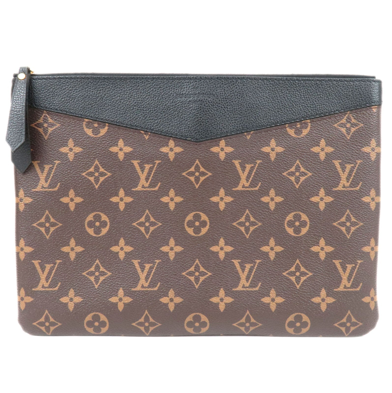 Louis Vuitton Monogram Macassar Daily Pouch Clutch Bag Noir M62048 TN0159 *Dust bag83694