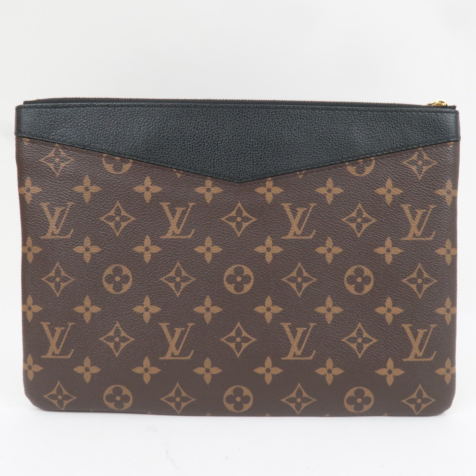 Louis Vuitton Monogram Macassar Daily Pouch Clutch Bag Noir M62048 TN0159 *Dust bag