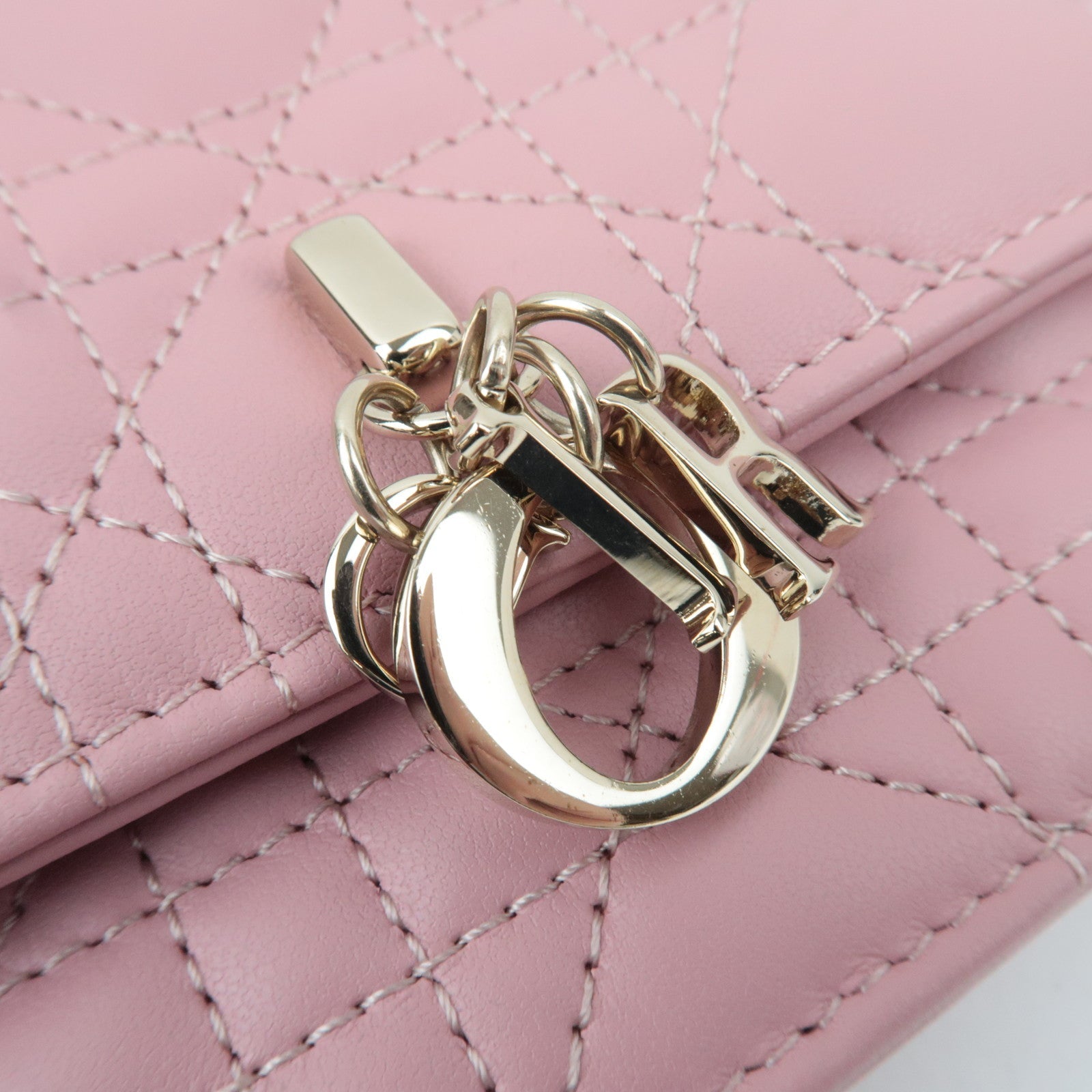 Christian Dior Cannage My Dior Lambskin Mini Chain Bag Pink Gold HDW S0980ONMJ *Dust bag, Chain strap