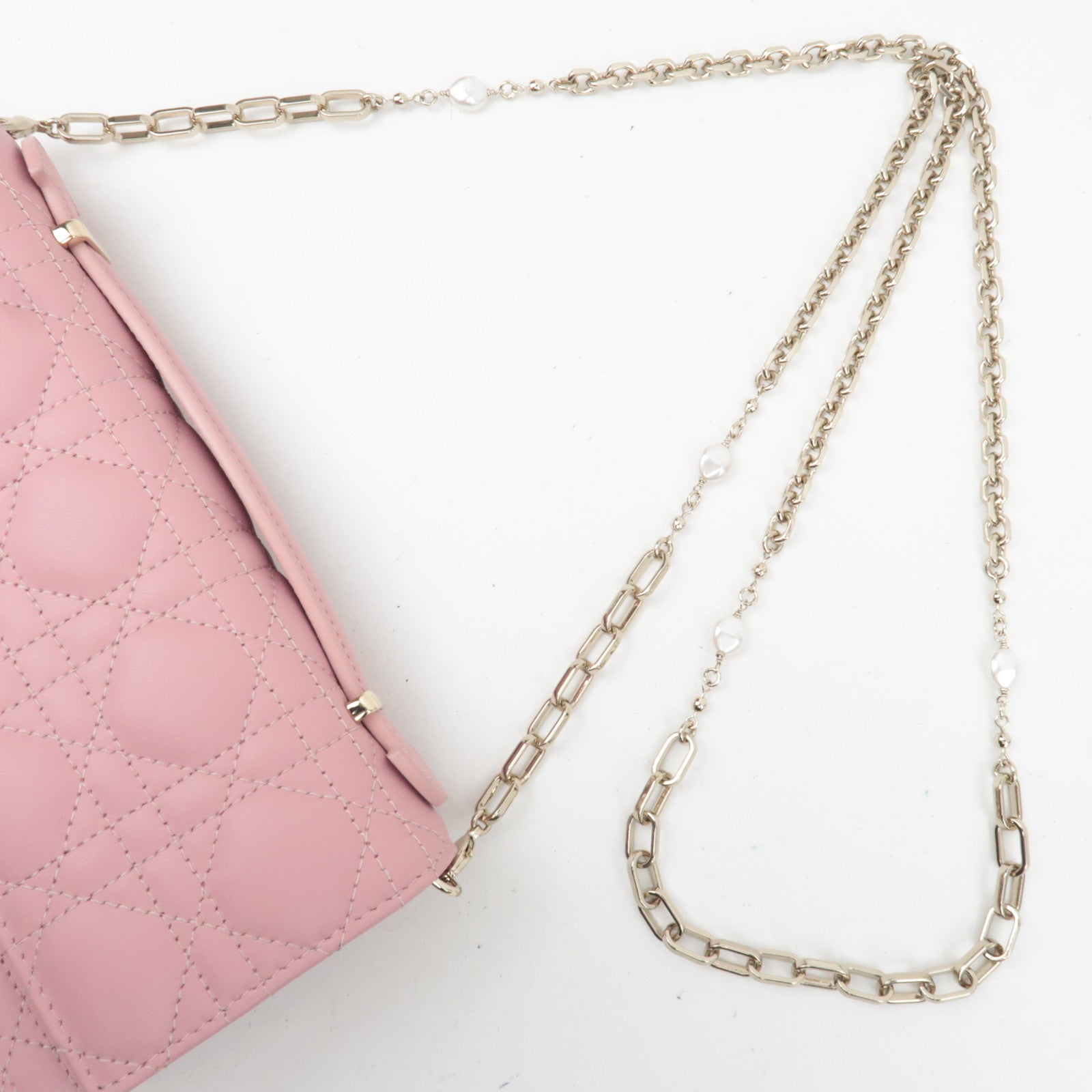 Christian Dior Cannage My Dior Lambskin Mini Chain Bag Pink Gold HDW S0980ONMJ *Dust bag, Chain strap