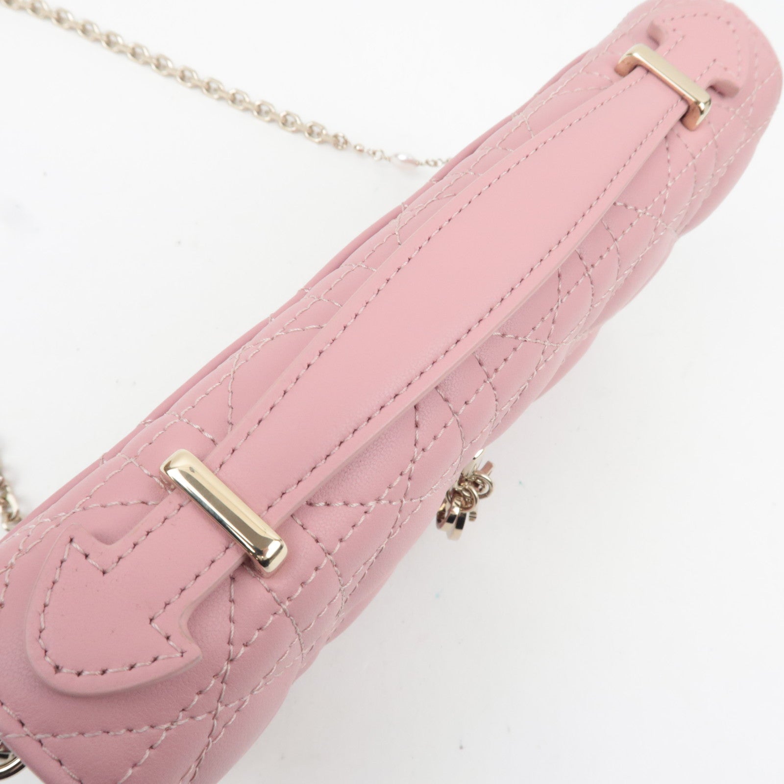 Christian Dior Cannage My Dior Lambskin Mini Chain Bag Pink Gold HDW S0980ONMJ *Dust bag, Chain strap