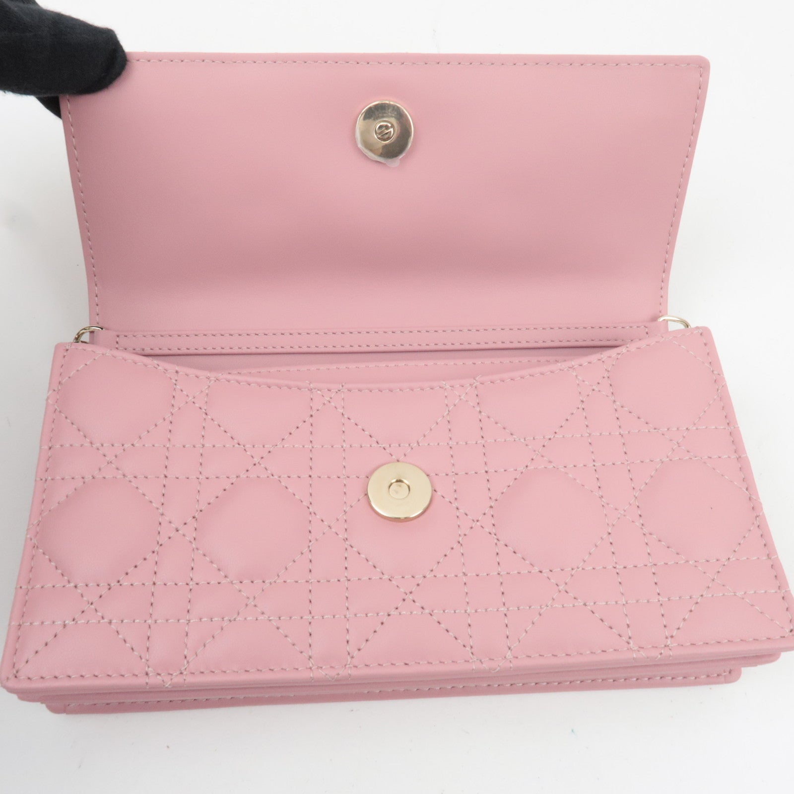 Christian Dior Cannage My Dior Lambskin Mini Chain Bag Pink Gold HDW S0980ONMJ *Dust bag, Chain strap