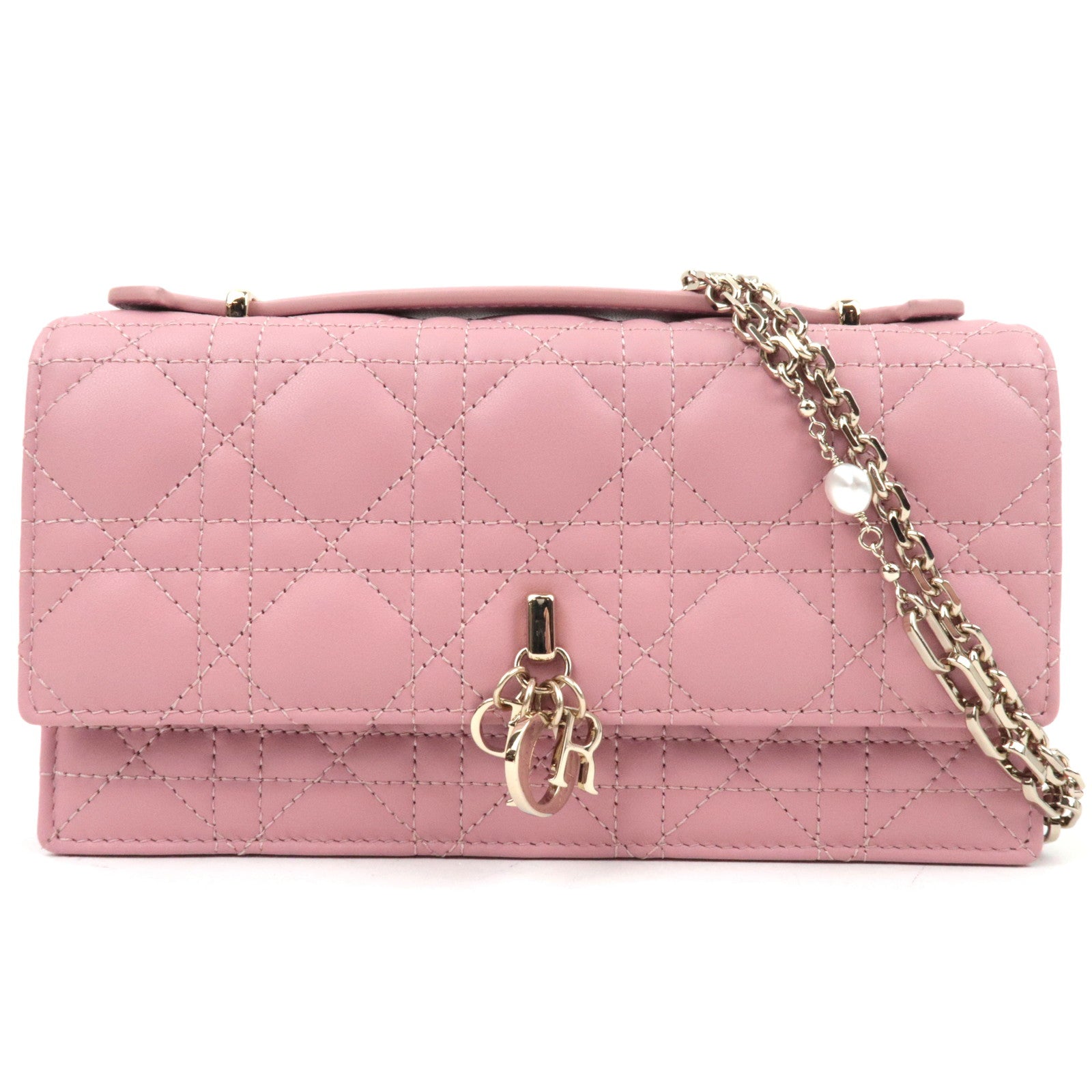 Christian Dior Cannage My Dior Lambskin Mini Chain Bag Pink Gold HDW S0980ONMJ *Dust bag, Chain strap83711