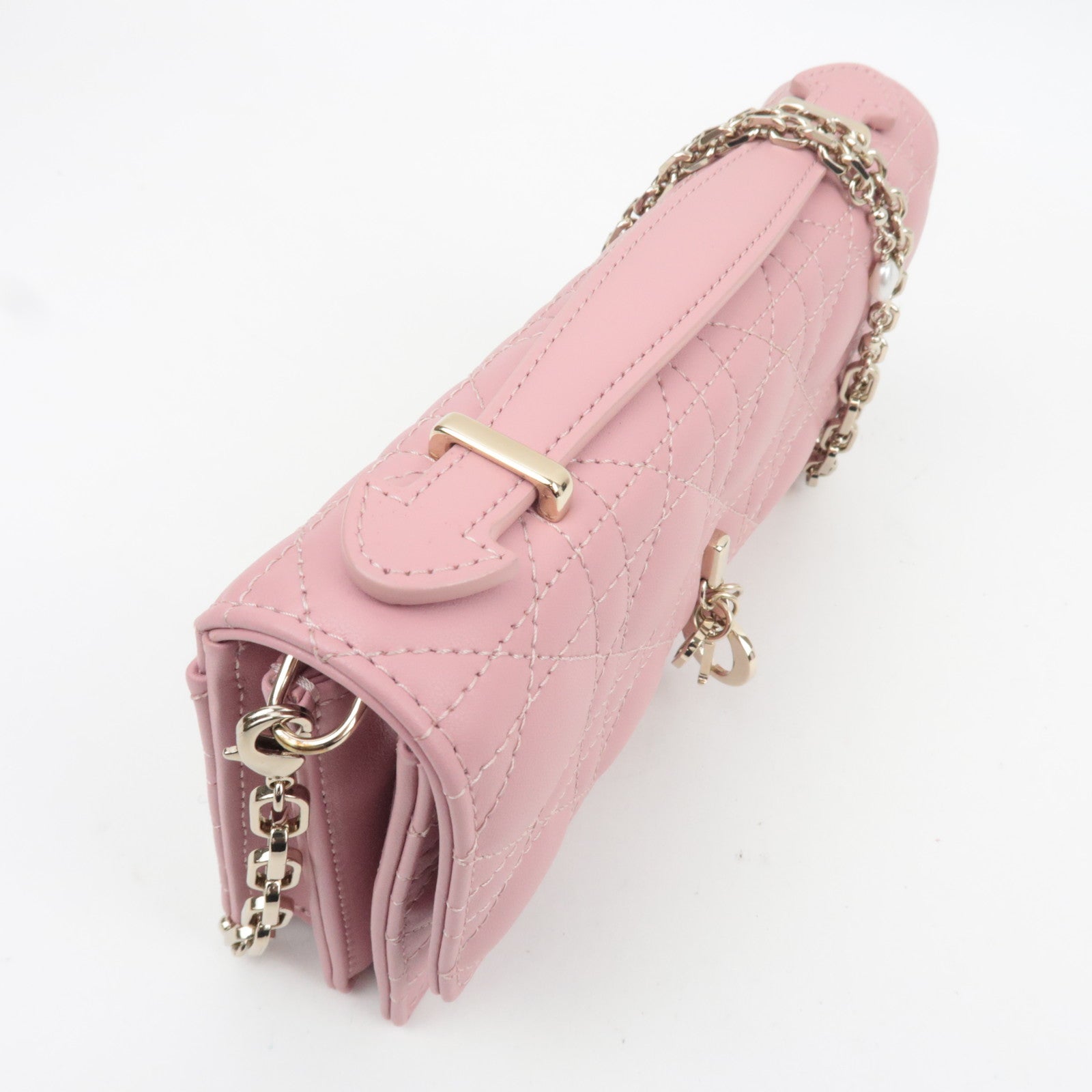 Christian Dior Cannage My Dior Lambskin Mini Chain Bag Pink Gold HDW S0980ONMJ *Dust bag, Chain strap