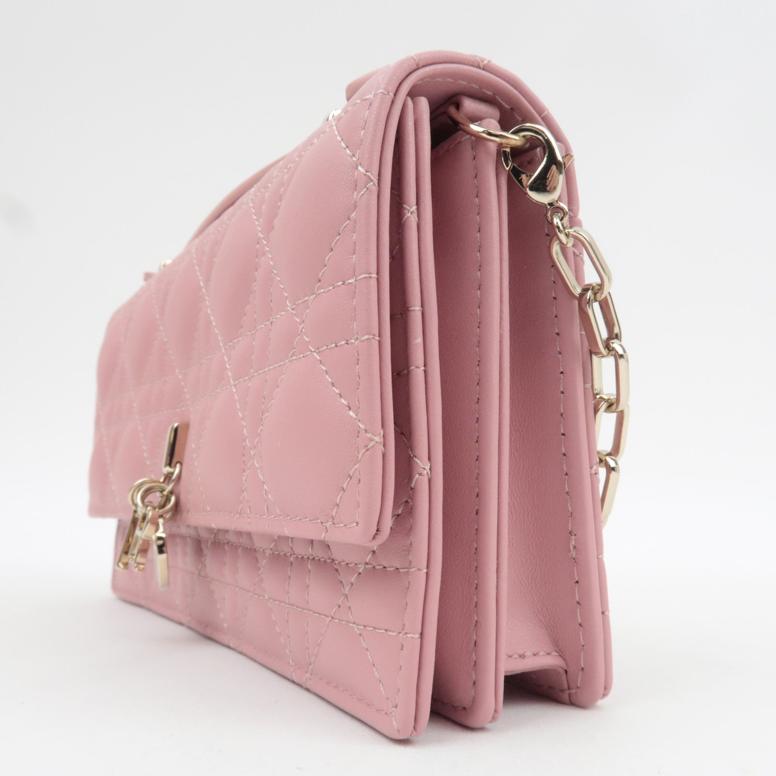 Christian Dior Cannage My Dior Lambskin Mini Chain Bag Pink Gold HDW S0980ONMJ *Dust bag, Chain strap