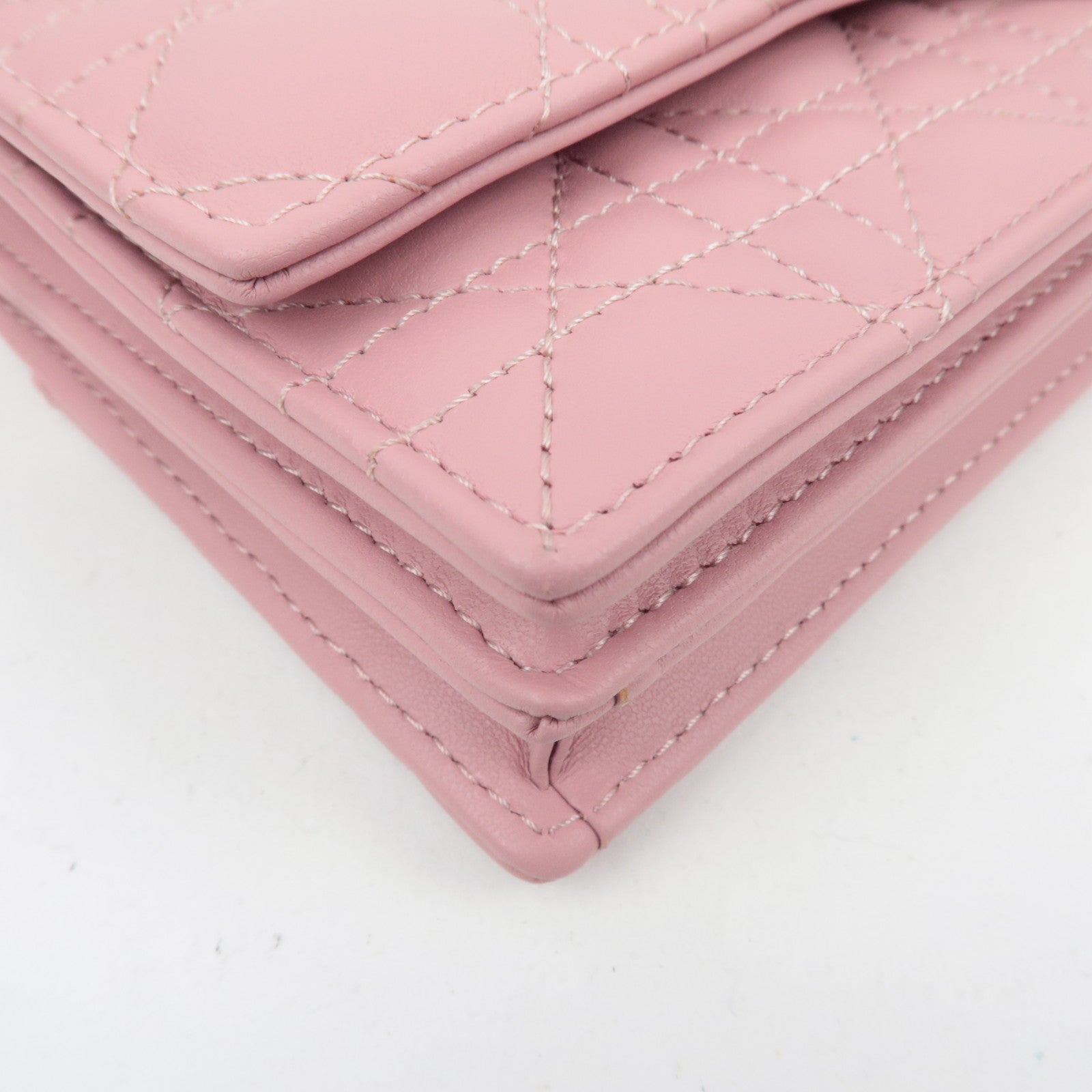 Christian Dior Cannage My Dior Lambskin Mini Chain Bag Pink Gold HDW S0980ONMJ *Dust bag, Chain strap