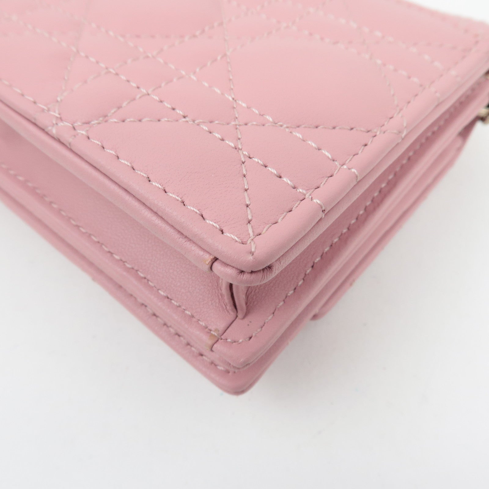 Christian Dior Cannage My Dior Lambskin Mini Chain Bag Pink Gold HDW S0980ONMJ *Dust bag, Chain strap