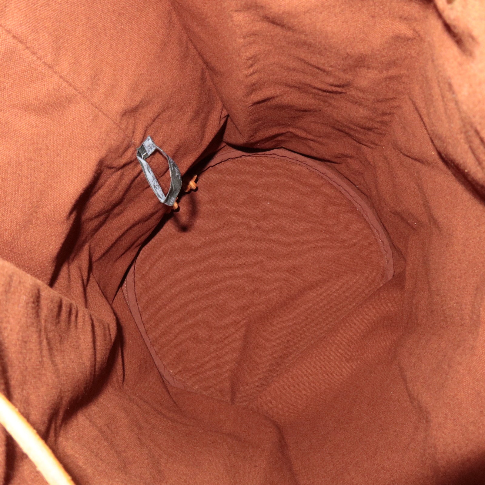 HERMES Polochon Mimile GM Bucket Bag Canvas Leather Brown