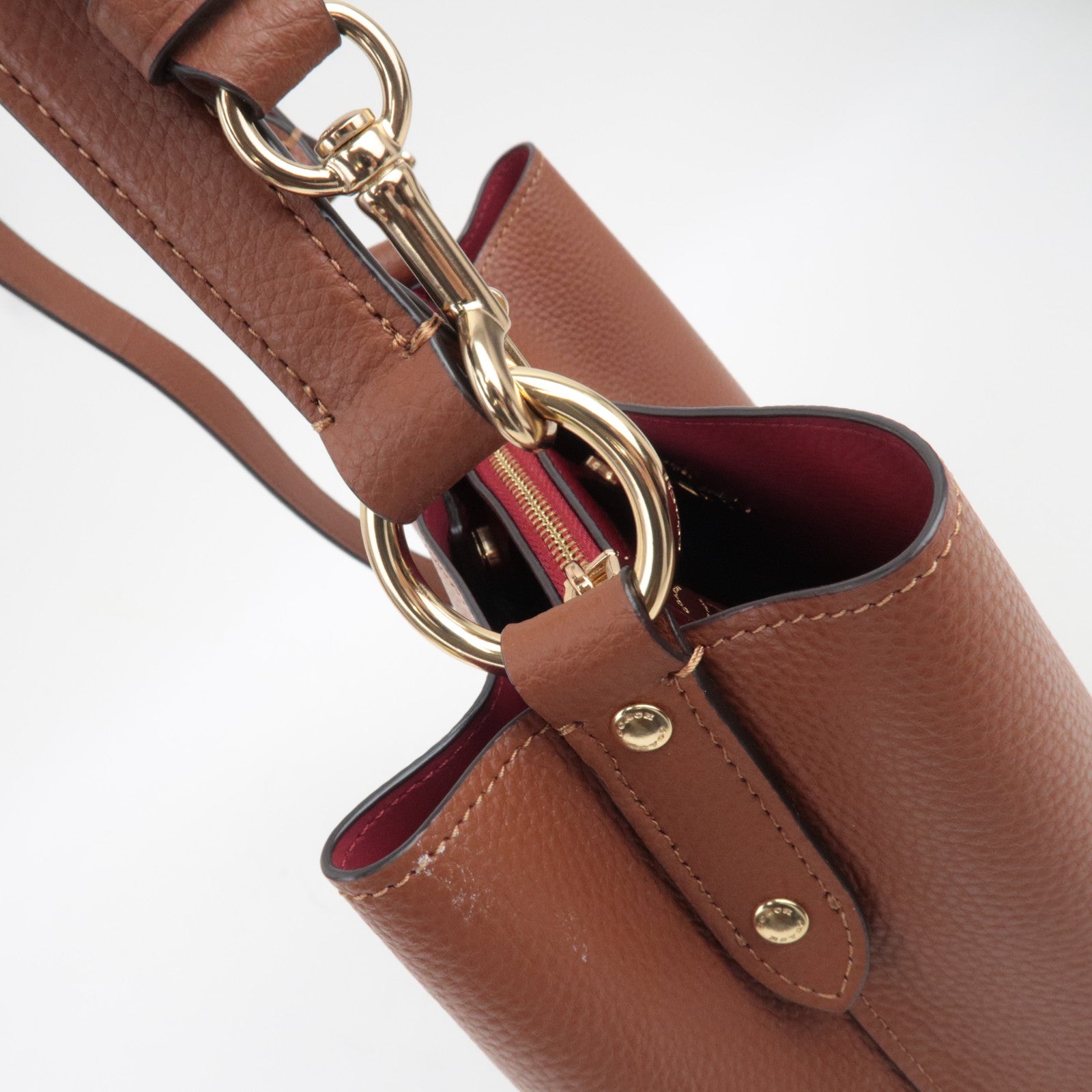 COACH 2Way Leather Shoulder Bag Brown 91122 *Strap