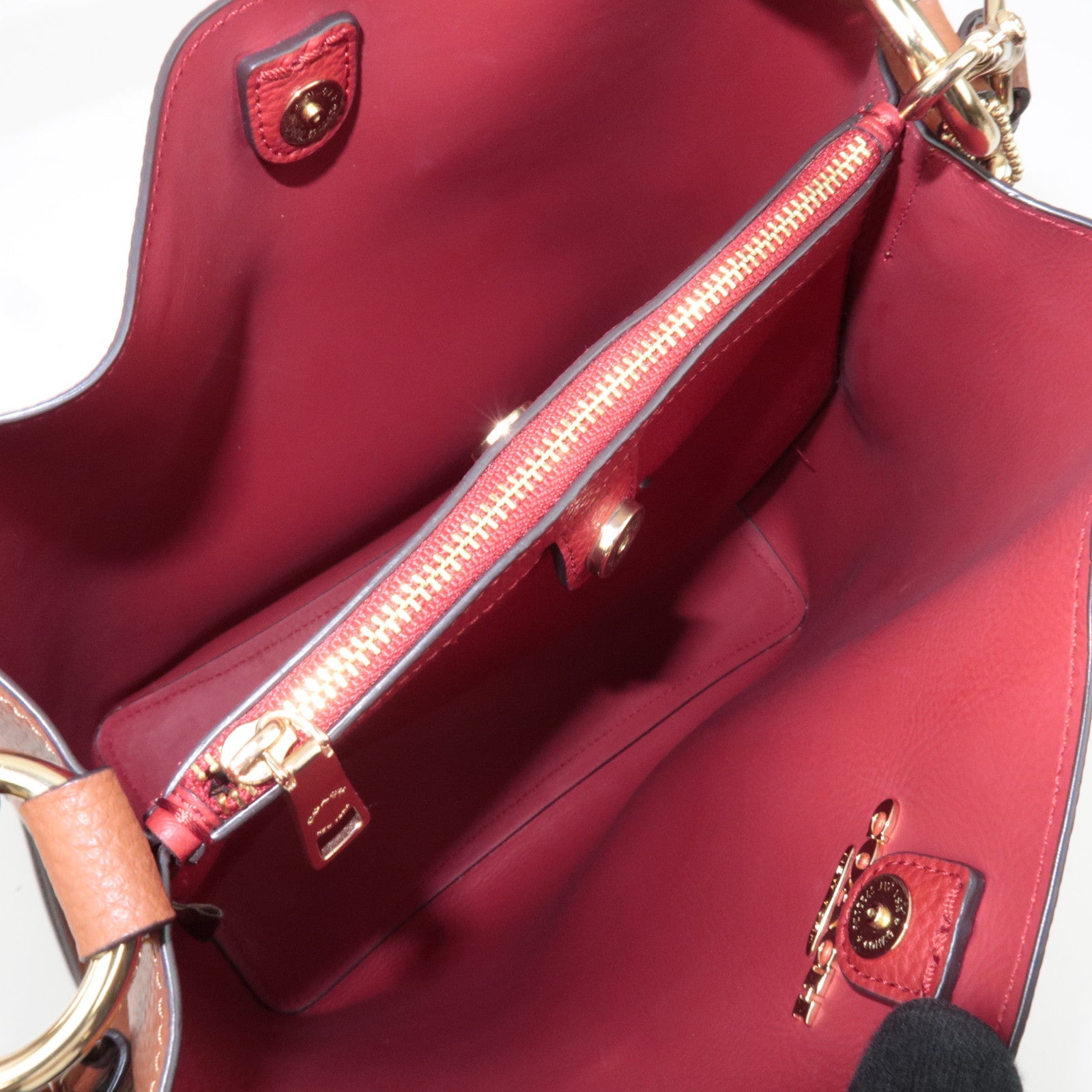 COACH 2Way Leather Shoulder Bag Brown 91122 *Strap