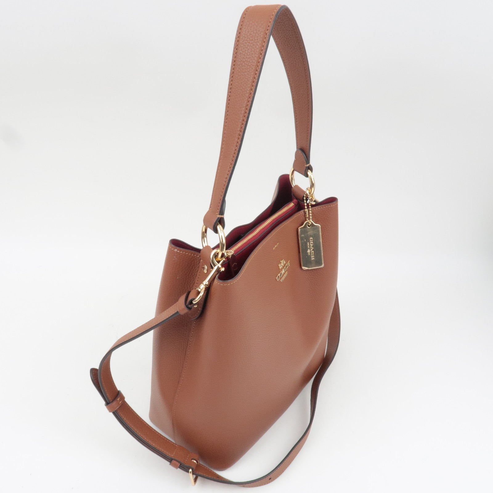 COACH 2Way Leather Shoulder Bag Brown 91122 *Strap