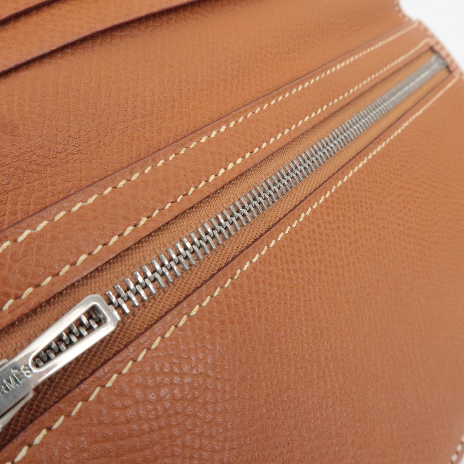 HERMES Bearn Dupli Veau-Epsom Wallet □J Stamp (2006) Brown